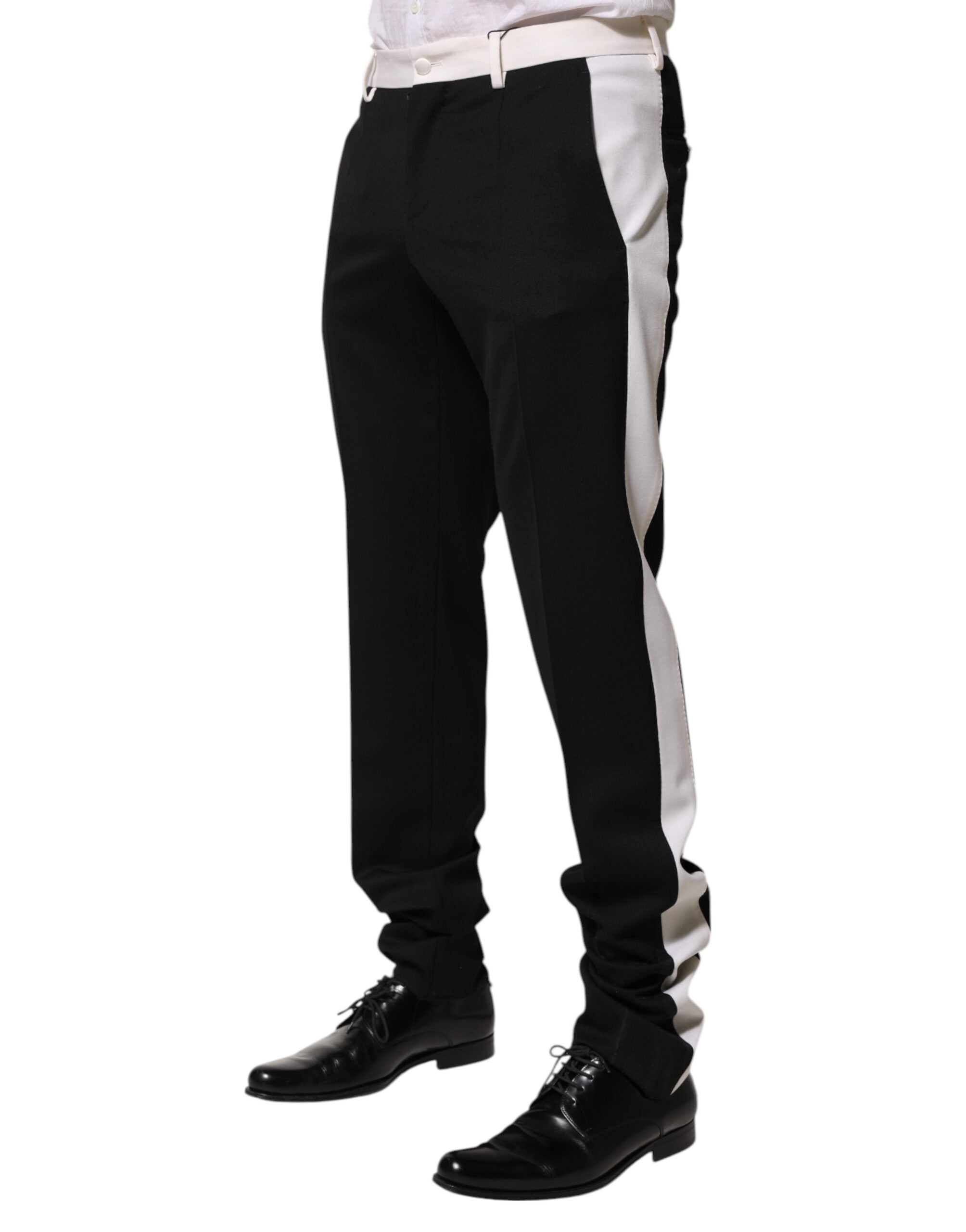 Dolce & Gabbana Schwarz-Weiß gestreift Wolle Männer Hose Hose