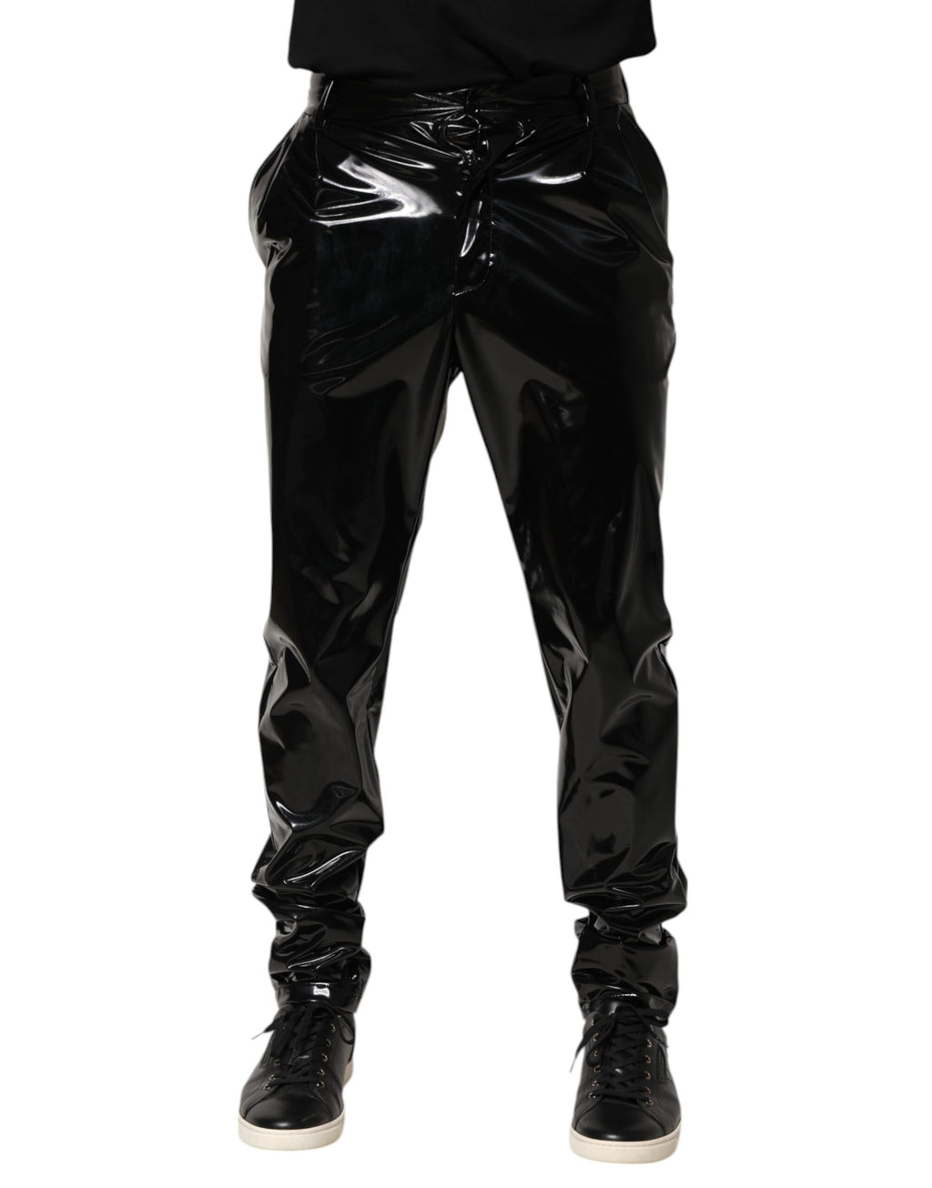 Dolce & Gabbana Schwarze Polyester Mid Waist Herren Hosen Hosen
