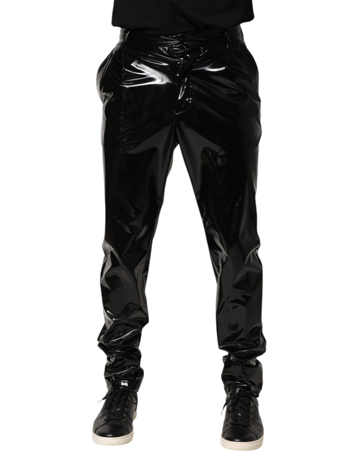 Dolce & Gabbana Schwarze Polyester Mid Waist Herren Hosen Hosen