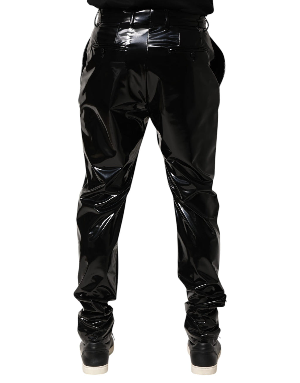 Dolce & Gabbana Schwarze Polyester Mid Waist Herren Hosen Hosen