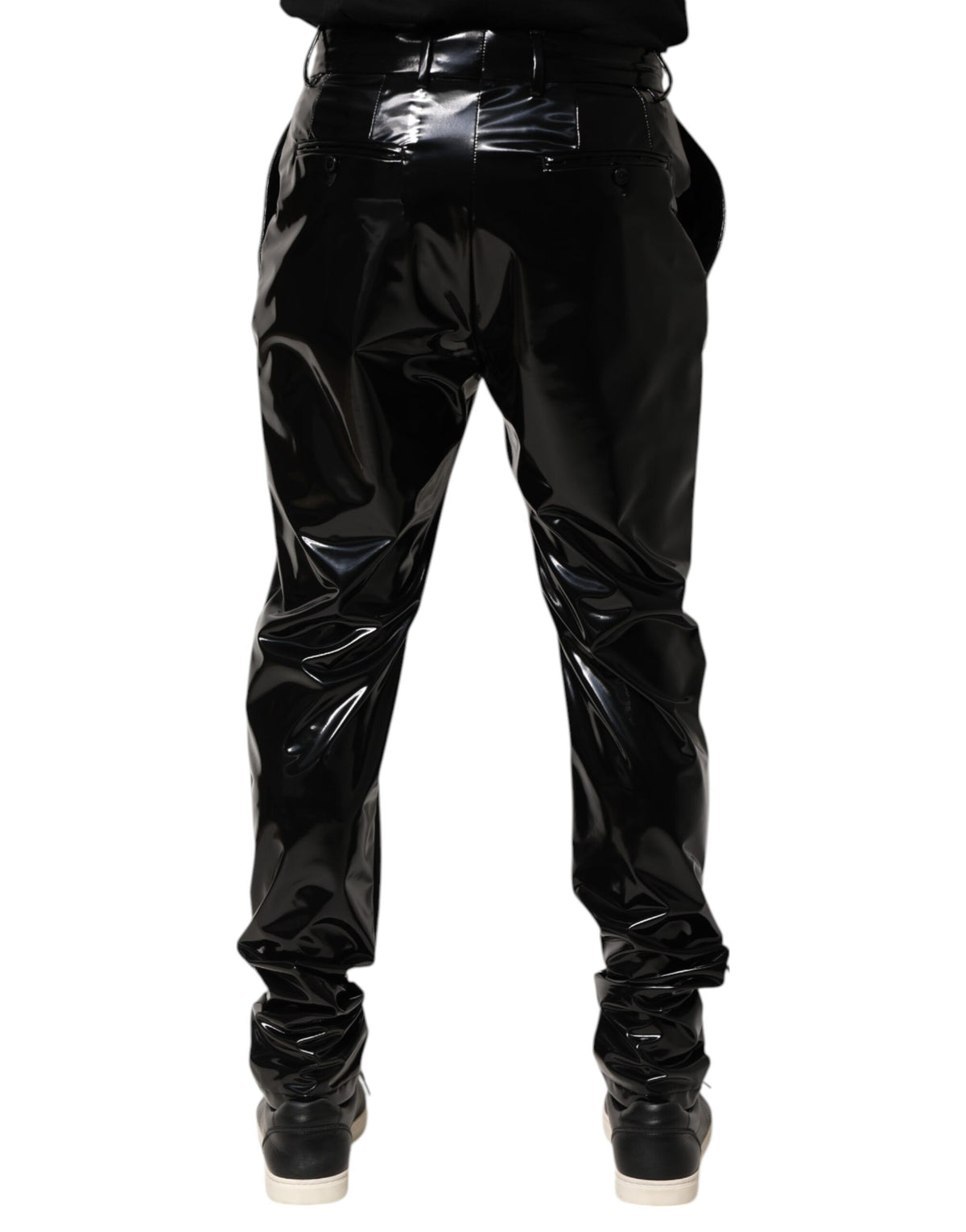 Dolce & Gabbana Schwarze Polyester Mid Waist Herren Hosen Hosen