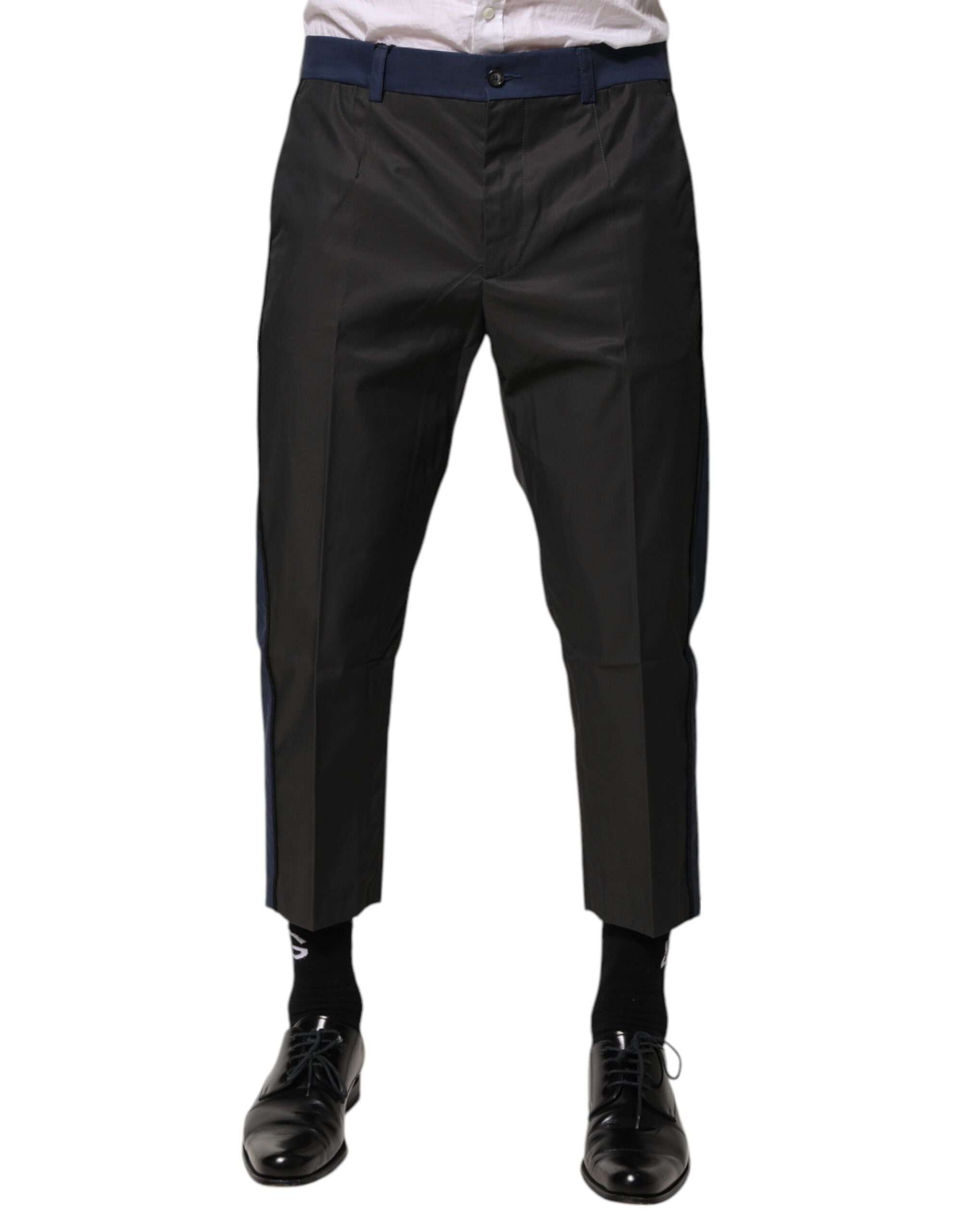 Dolce & Gabbana Grey Blue Cotton 3/4 Chinos Crop Trousers