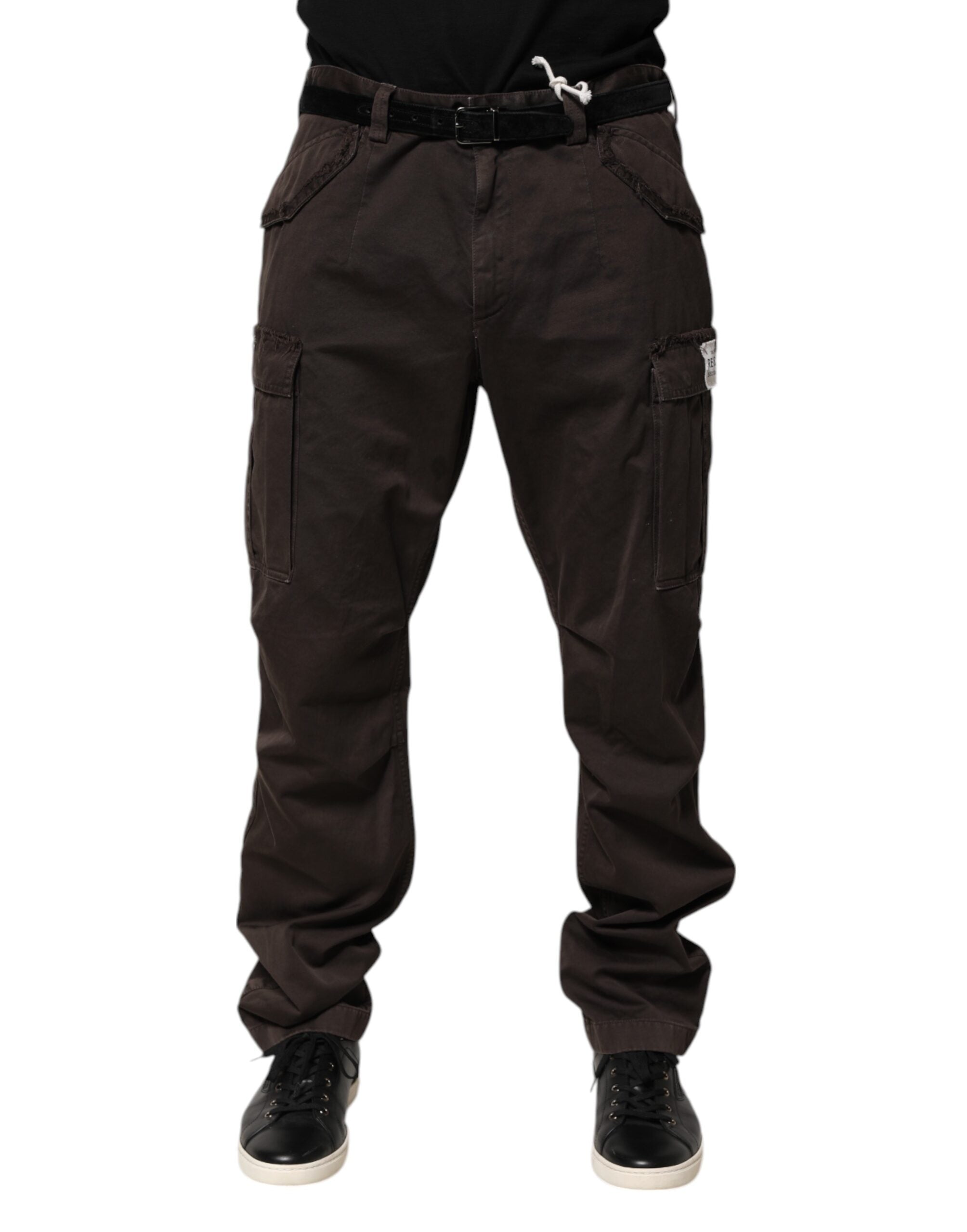 Dolce & Gabbana Brown Cotton Stretch Cargo Men's Pants Trousers