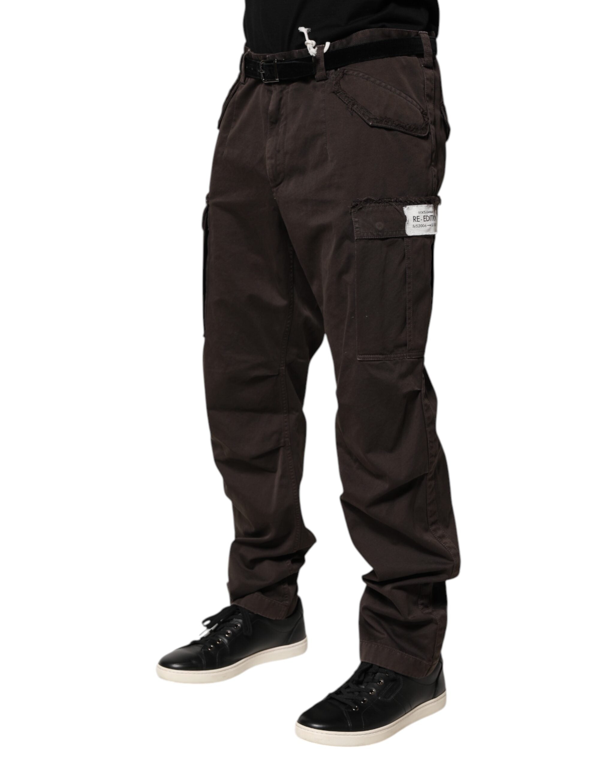 Dolce & Gabbana Brown Cotton Stretch Cargo Men's Pants Trousers