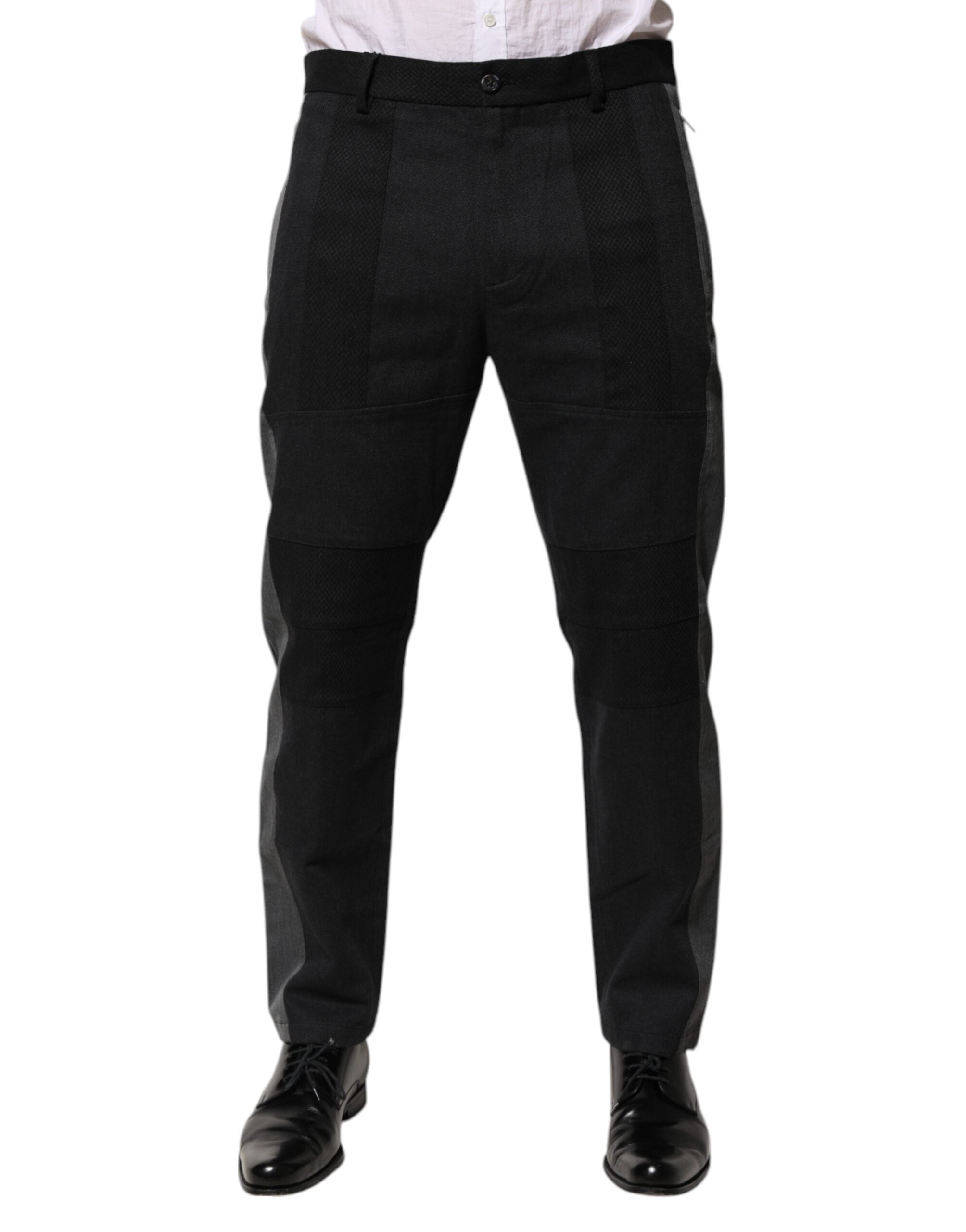 Dolce & Gabbana Schwarz Grau Baumwolle Kleid Formale Hose Hose