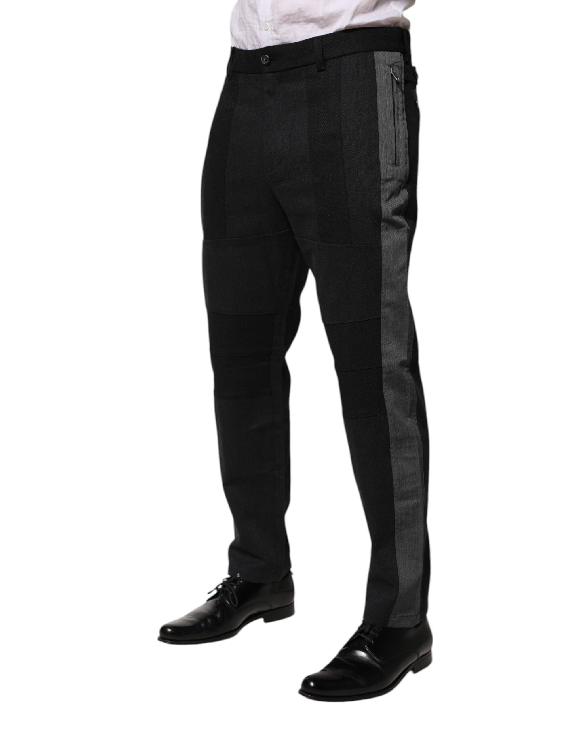 Dolce & Gabbana Schwarz Grau Baumwolle Kleid Formale Hose Hose