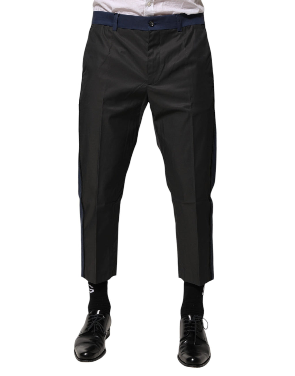 Dolce & Gabbana Grey Blue Cotton 3/4 Chinos Crop Trousers
