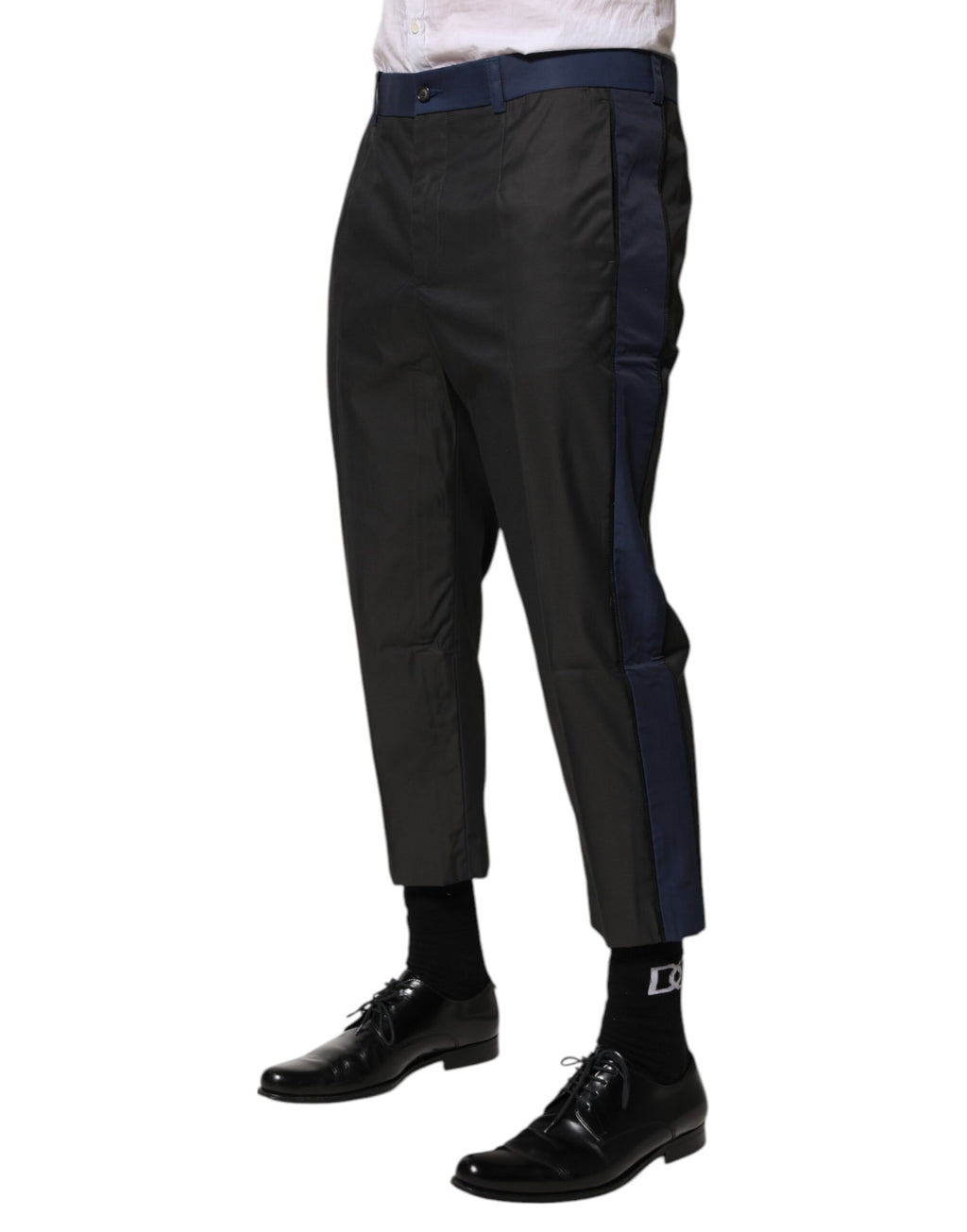 Dolce & Gabbana Grey Blue Cotton 3/4 Chinos Crop Trousers