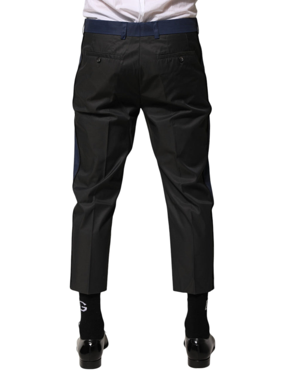 Dolce & Gabbana Grey Blue Cotton 3/4 Chinos Crop Trousers