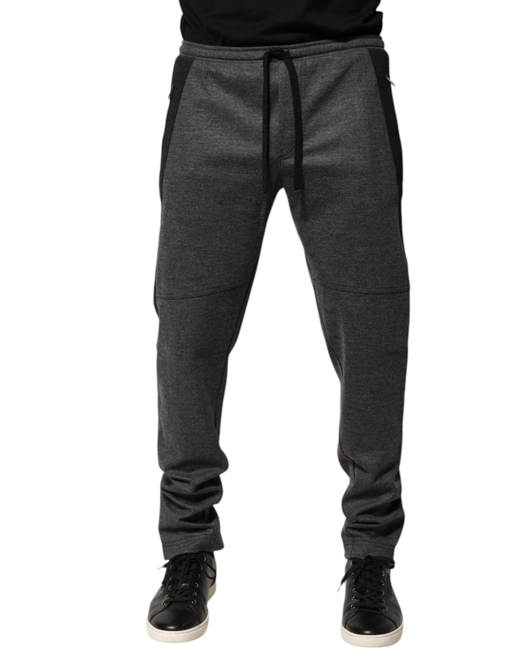 Dolce & Gabbana Grey Black Wool Blend Jogger Sweatpants