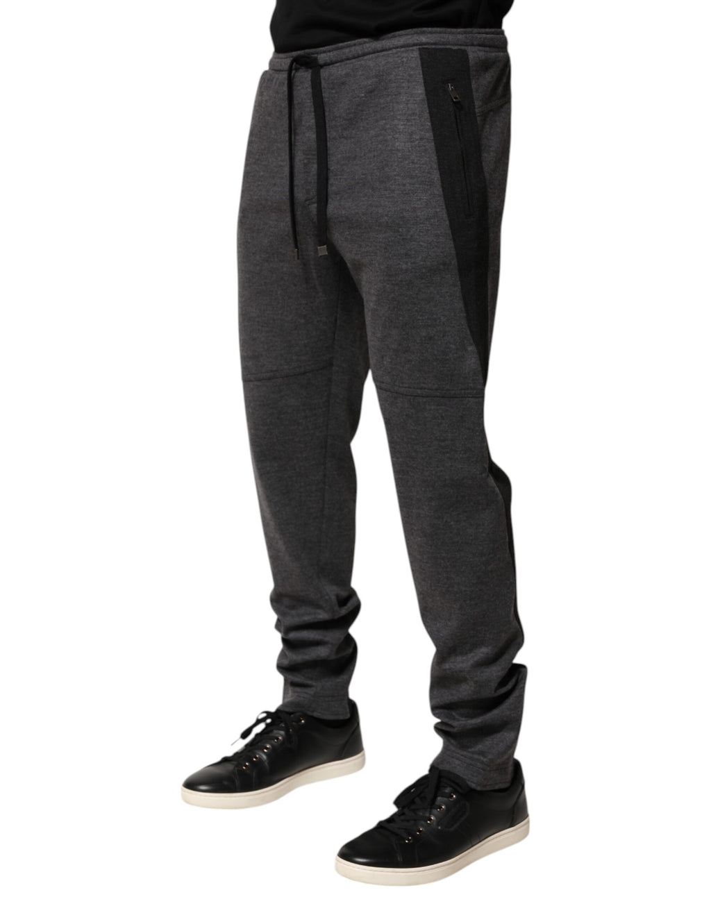 Dolce & Gabbana Grey Black Wool Blend Jogger Sweatpants