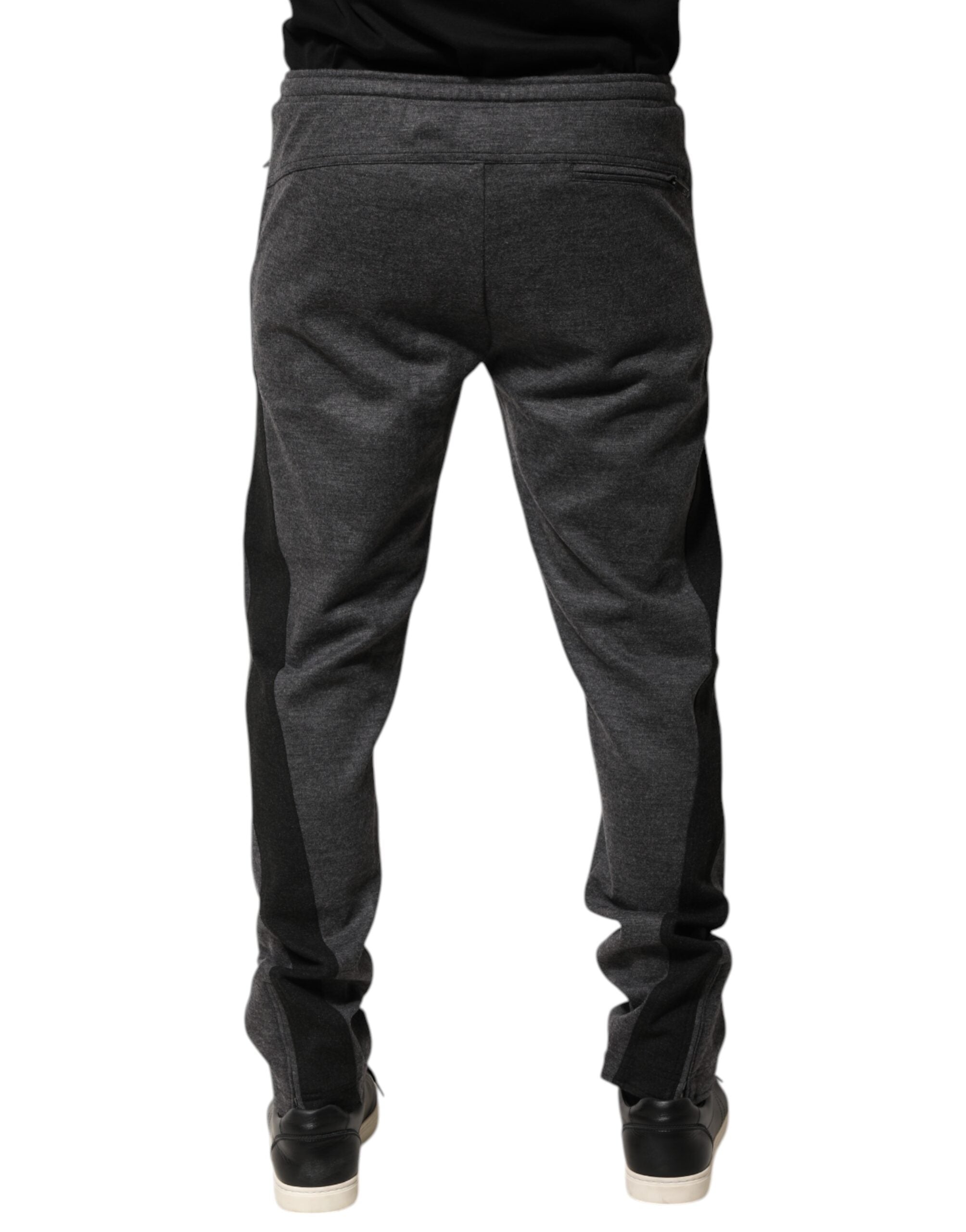 Dolce & Gabbana Grey Black Wool Blend Jogger Sweatpants