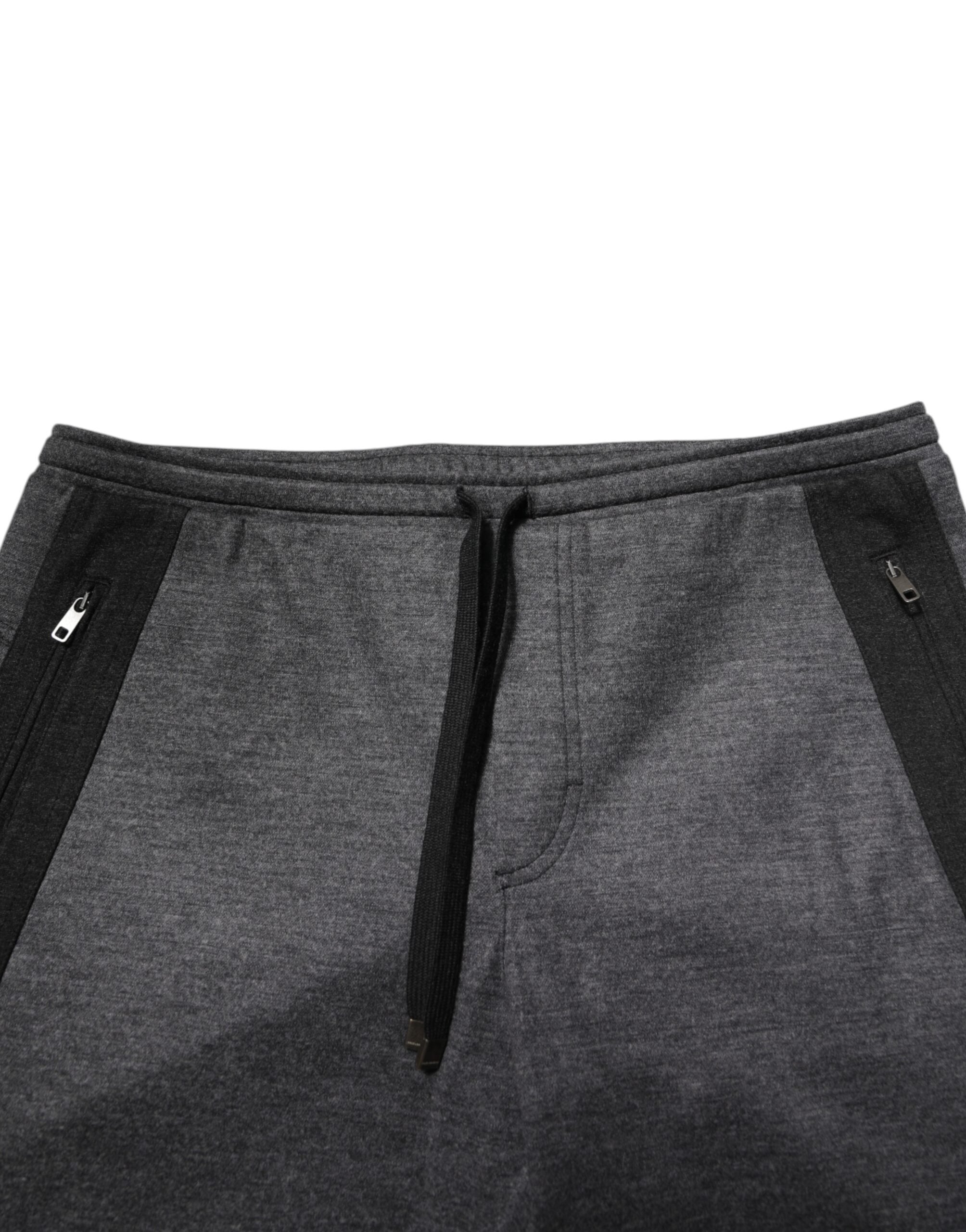 Dolce & Gabbana Grey Black Wool Blend Jogger Sweatpants