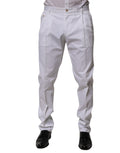 Dolce & Gabbana White Cotton Dress Slim Formal Trousers