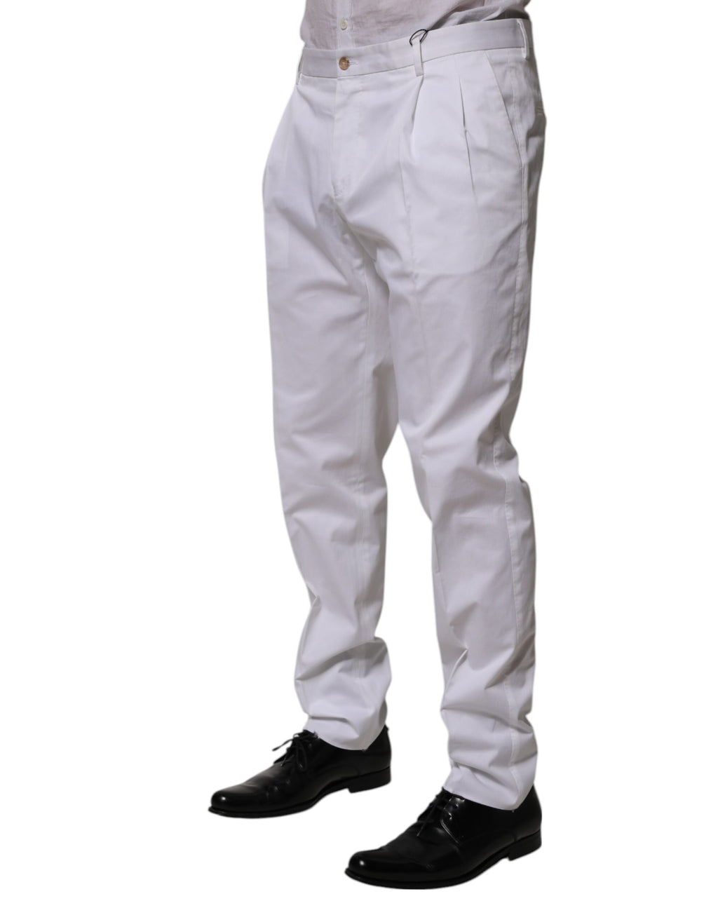 Dolce & Gabbana White Cotton Dress Slim Formal Trousers