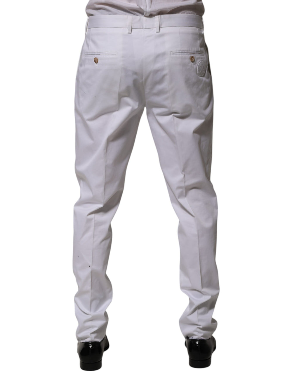 Dolce & Gabbana White Cotton Dress Slim Formal Trousers