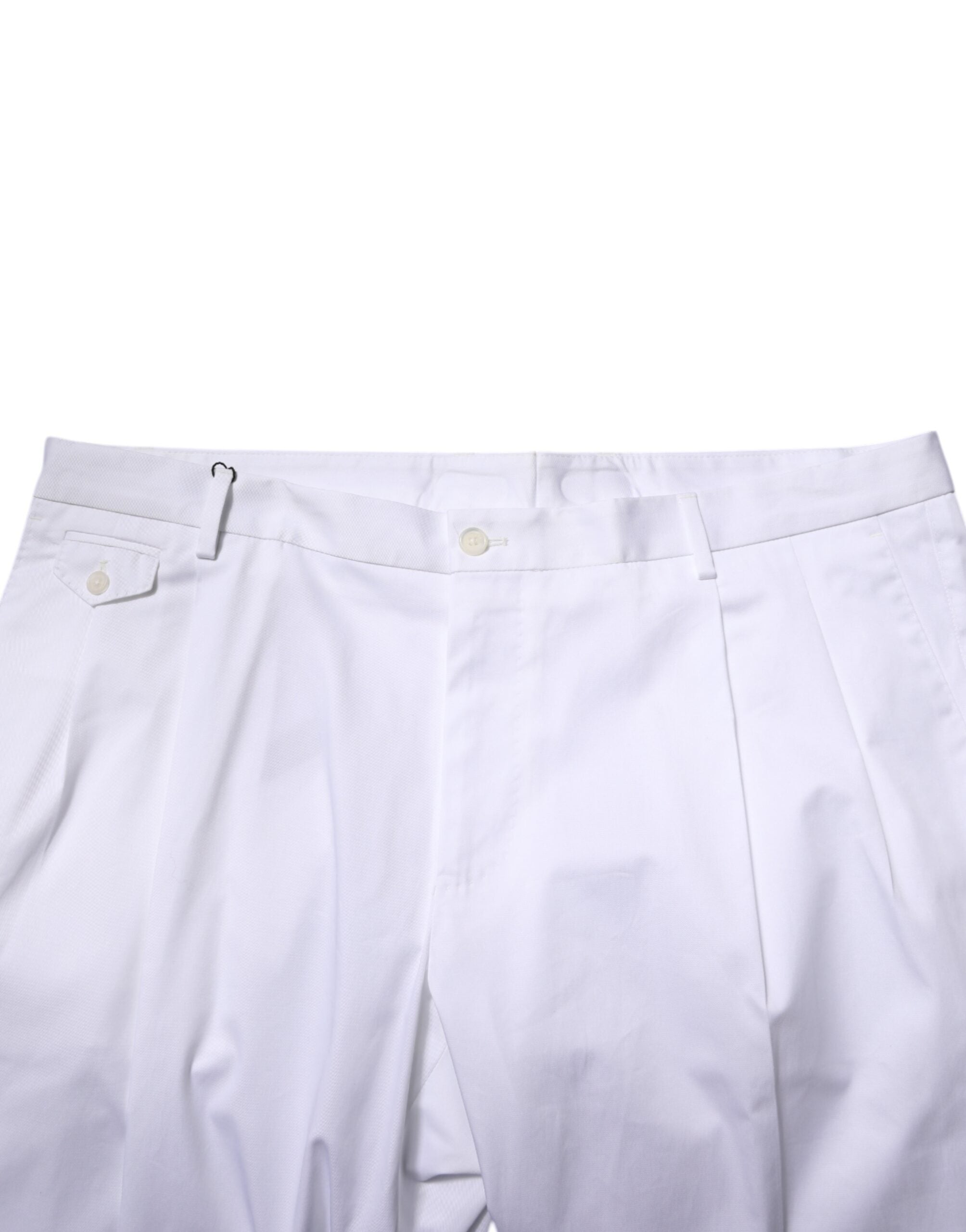 Dolce & Gabbana White Cotton Dress Slim Formal Trousers