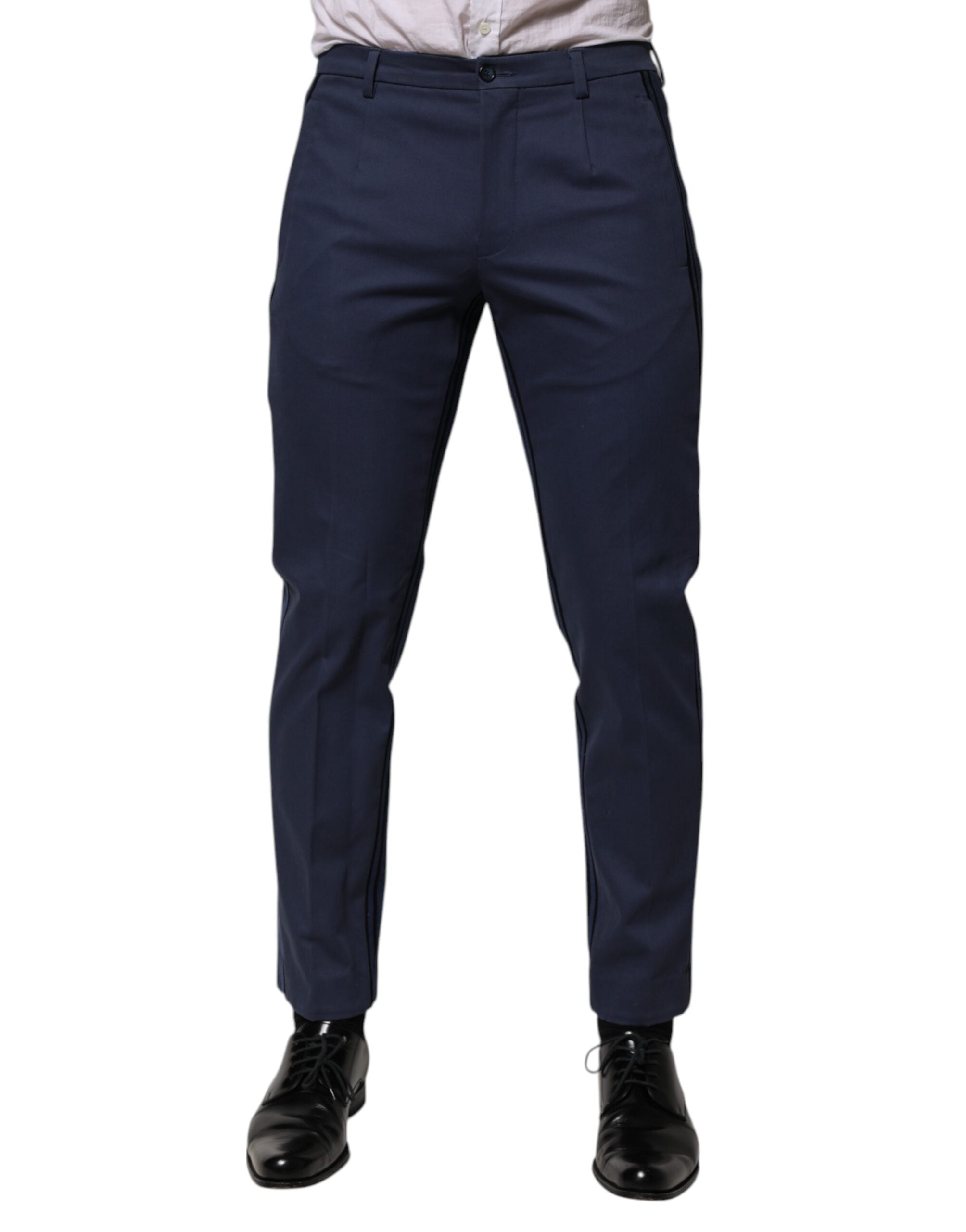 Dolce & Gabbana Blaue Baumwolle konisch zulaufend Herren Formal Hosen Hosen
