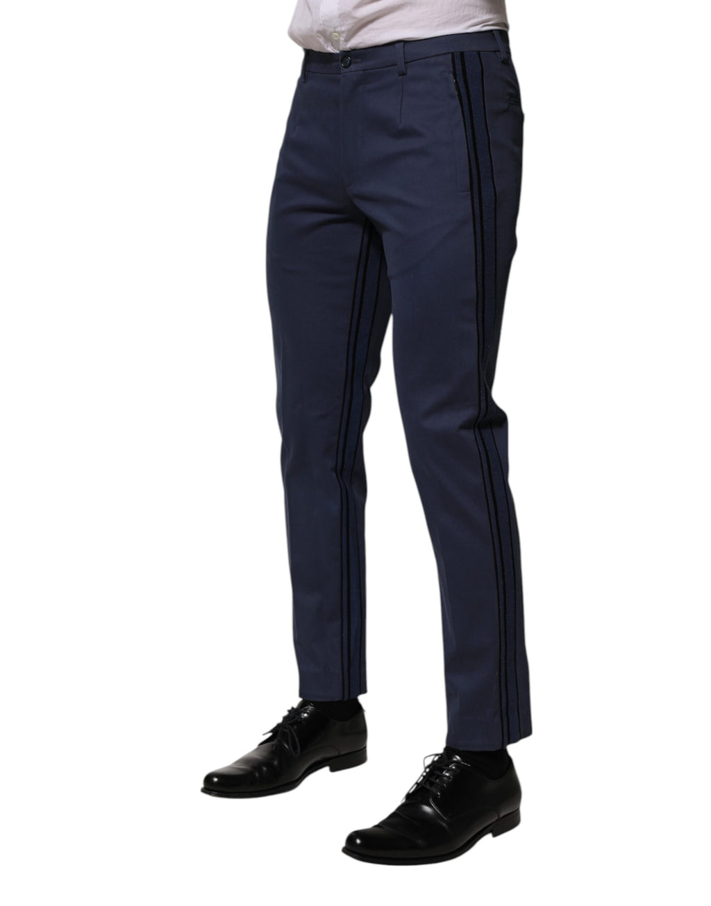 Dolce & Gabbana Blaue Baumwolle konisch zulaufend Herren Formal Hosen Hosen
