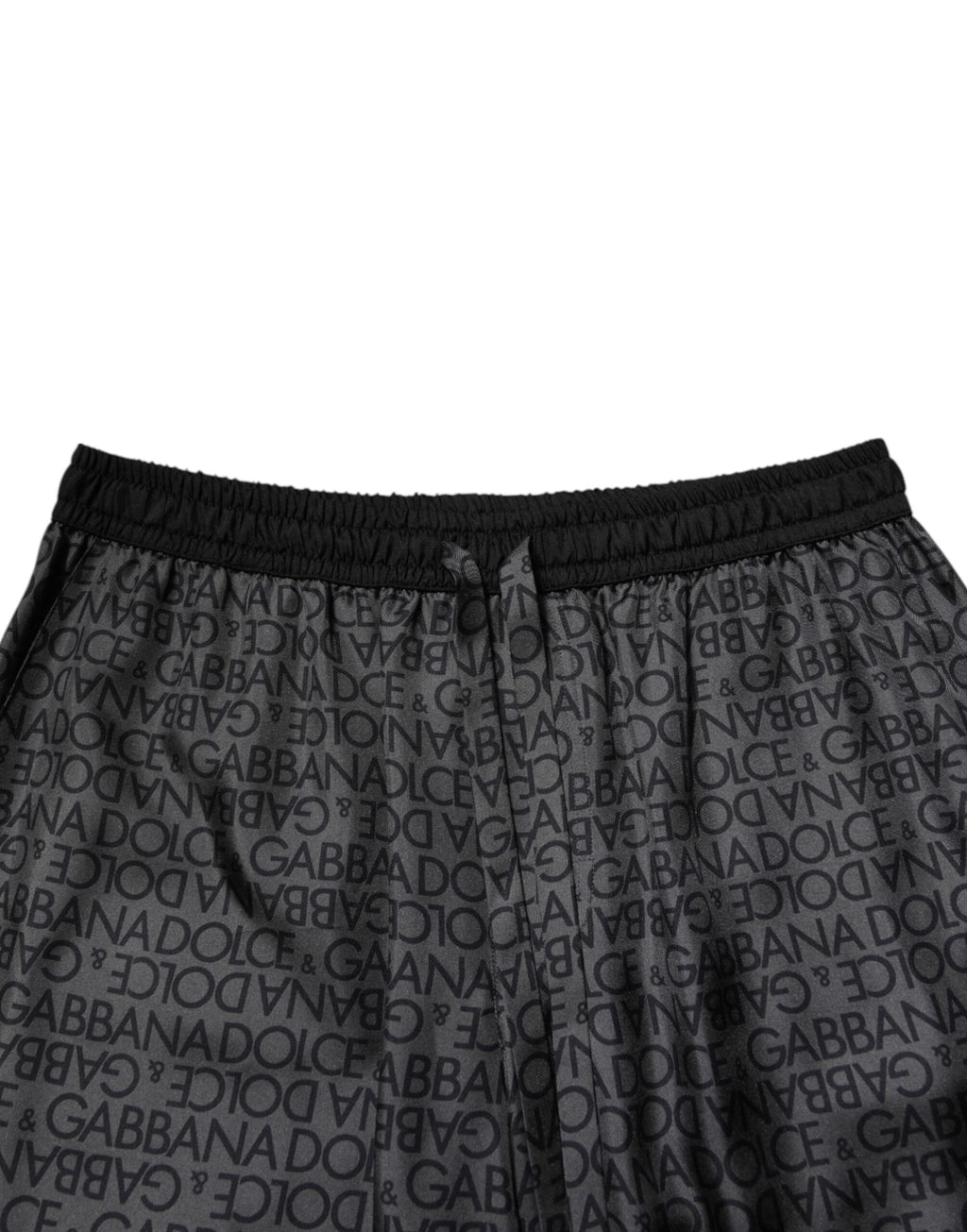 Dolce & Gabbana Grey Black Silk DG Logo Men's Bermuda Shorts