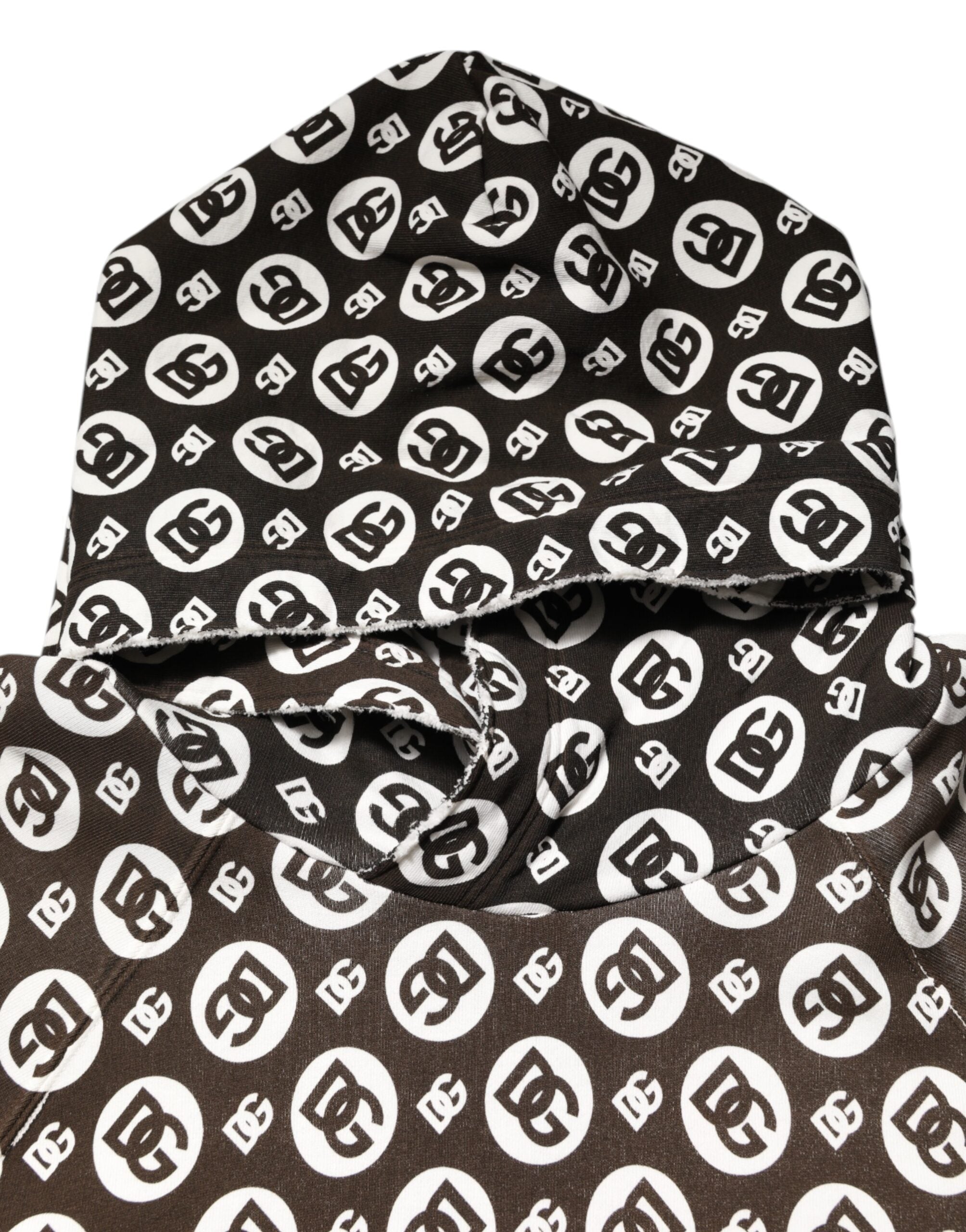 Dolce & Gabbana Brown White DG Logo Short Hoodie