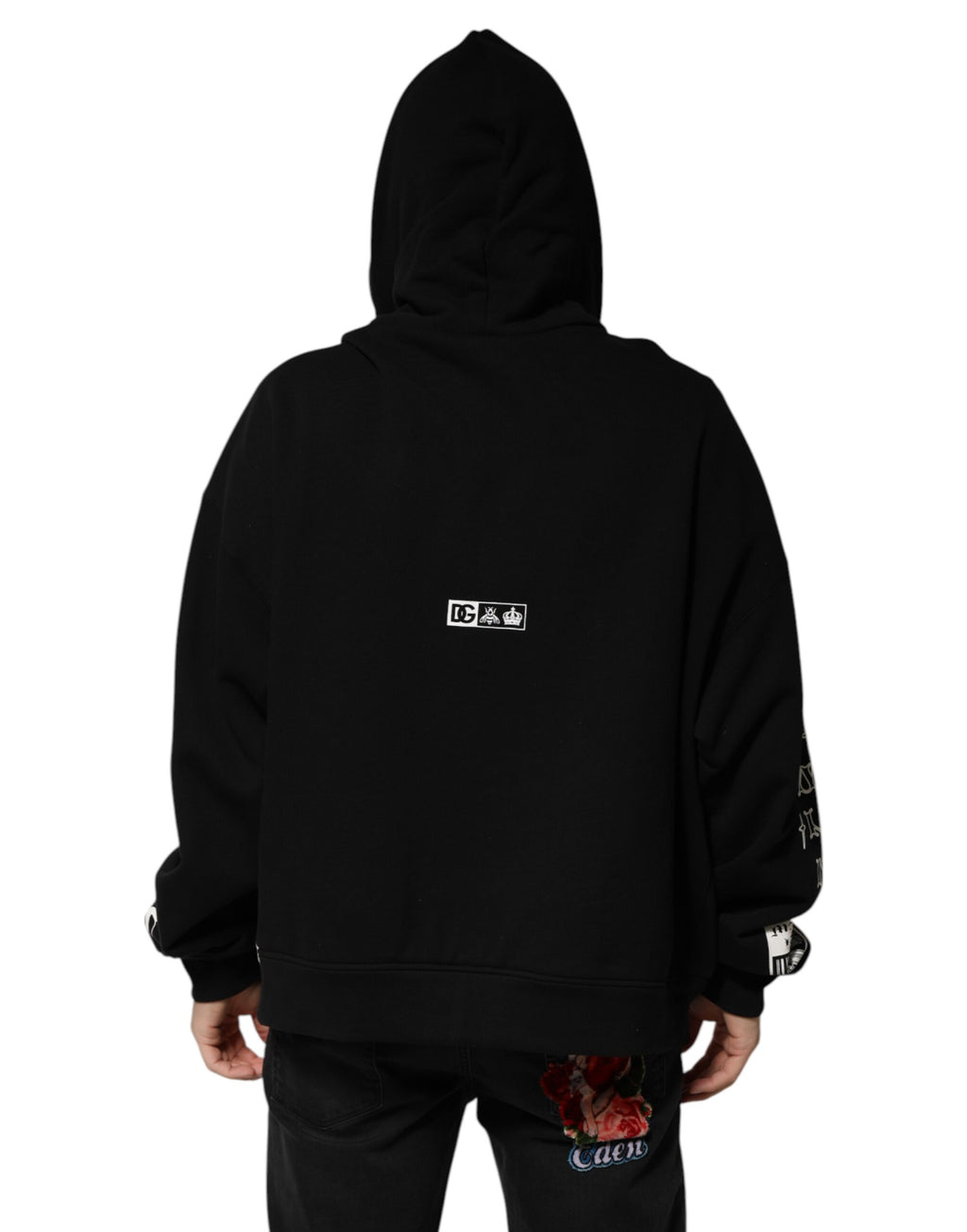 Dolce & Gabbana Black DG Milano Logo Print Cotton Hoodie