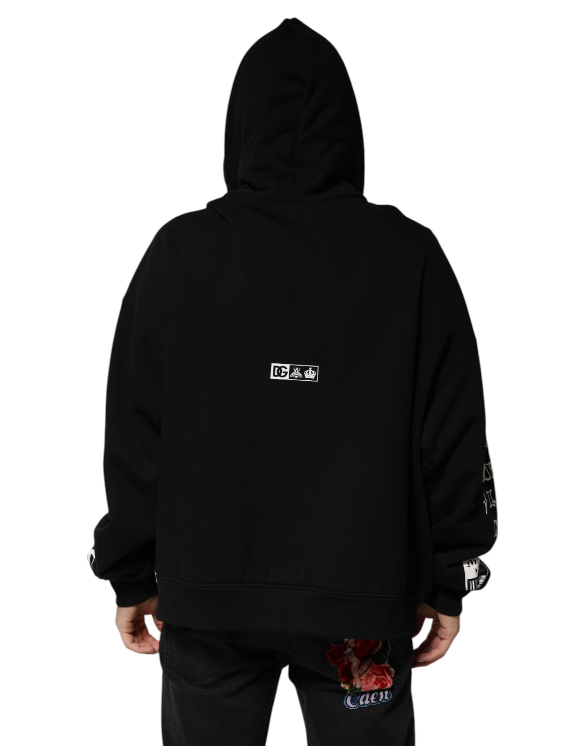 Dolce & Gabbana Black DG Milano Logo Print Cotton Hoodie