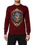 Dolce & Gabbana Burgundy Cashmere Jumper with Lion Crest