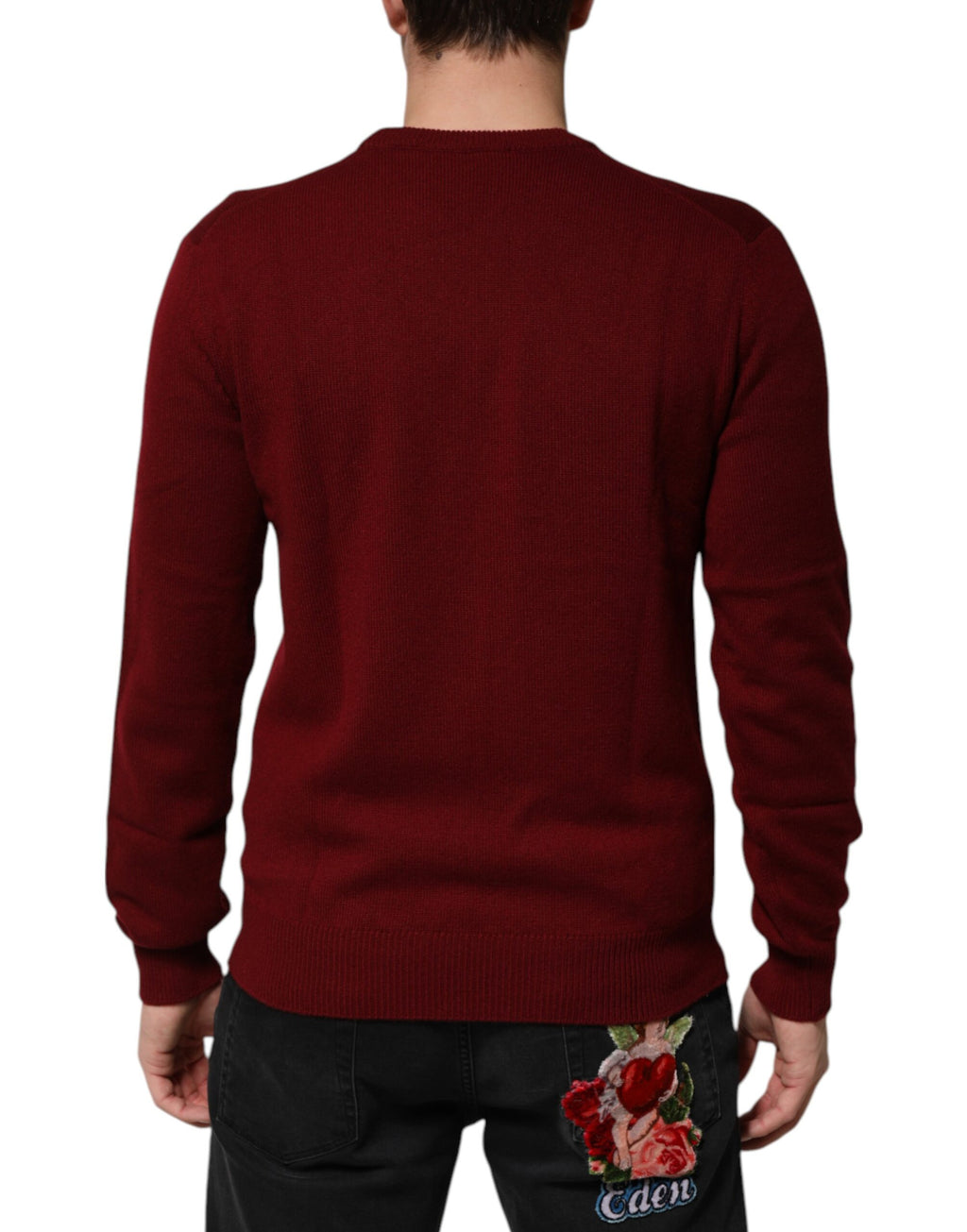 Dolce & Gabbana Burgundy Cashmere Jumper with Lion Crest
