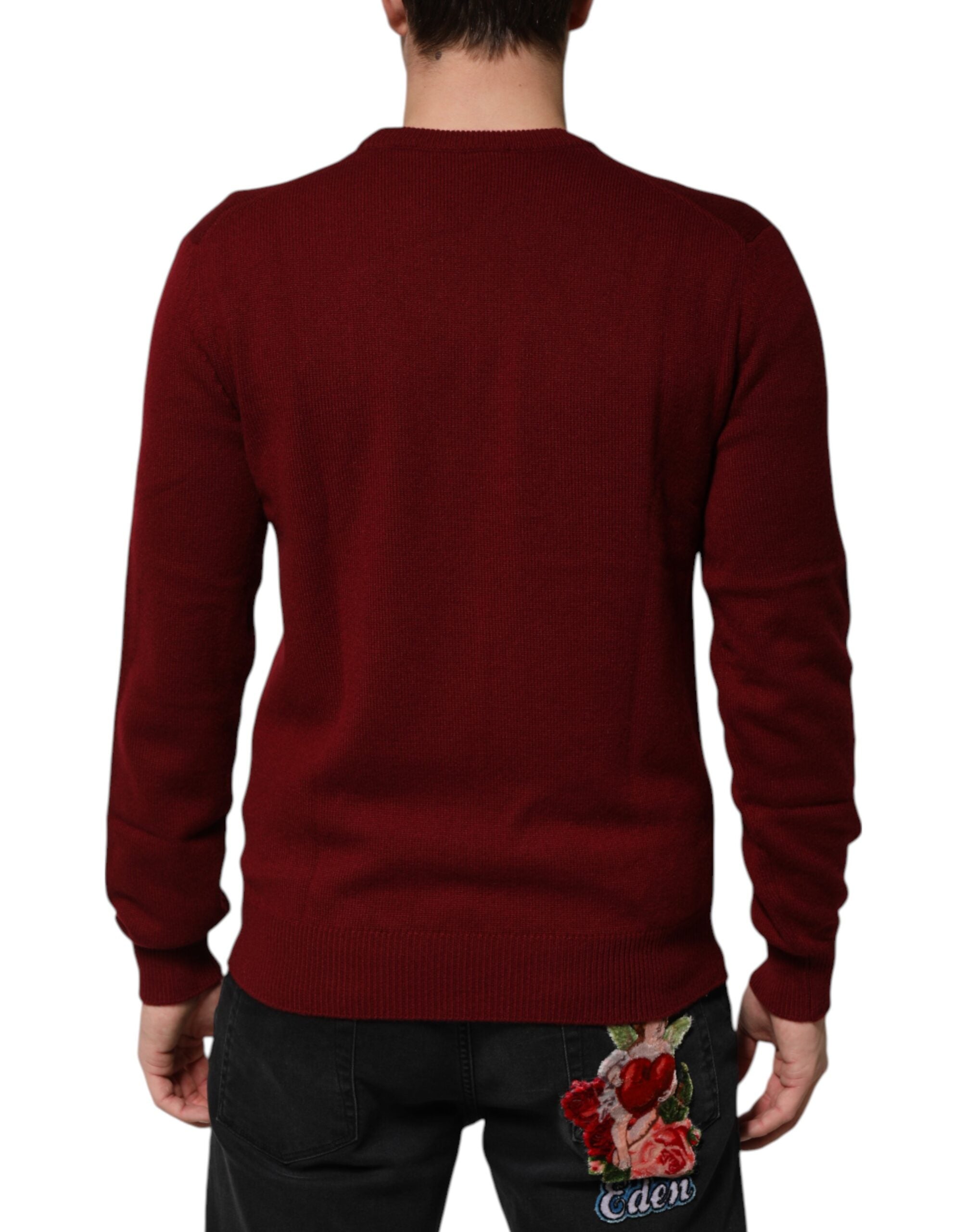 Dolce & Gabbana Burgundy Cashmere Jumper with Lion Crest