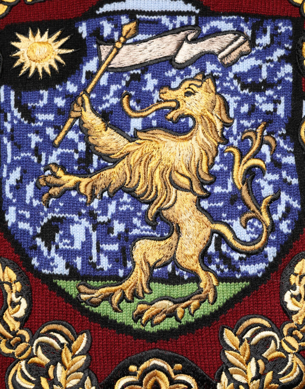 Dolce & Gabbana Burgundy Cashmere Jumper with Lion Crest