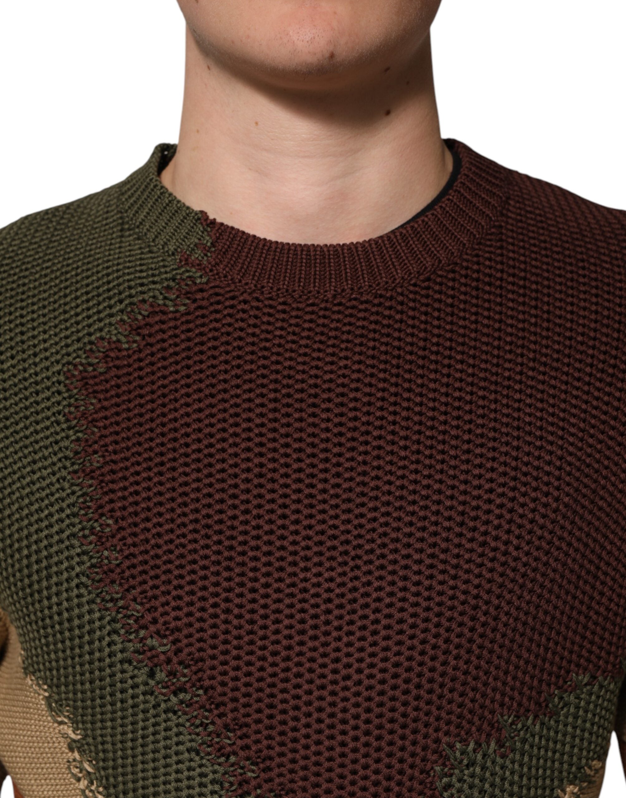 Dolce & Gabbana Multicolor Baumwolle Abstrakt Männer Pullover Sweater
