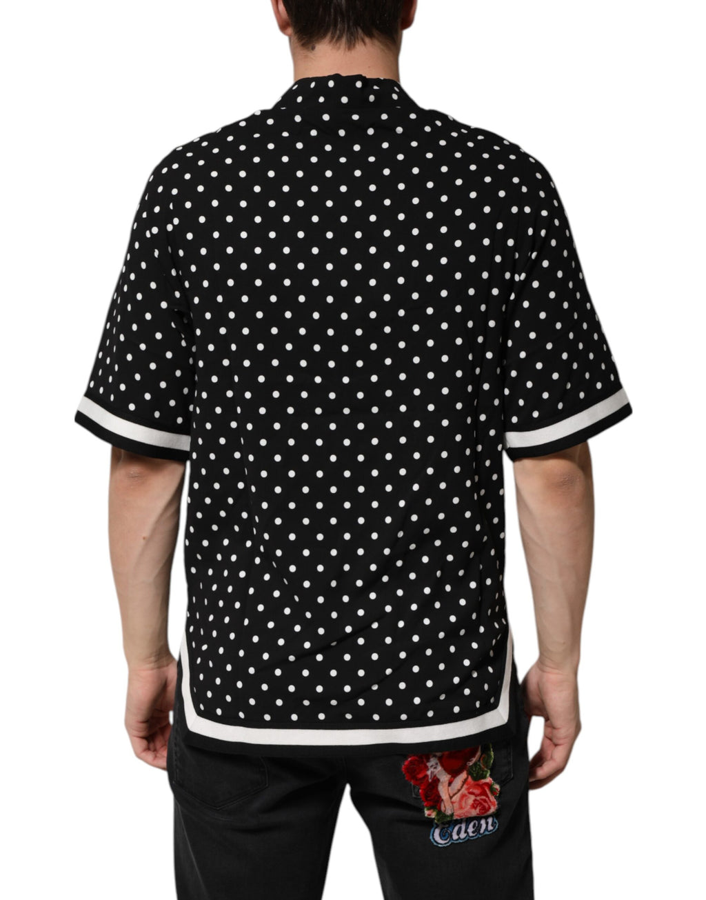 Dolce & Gabbana Black Polka-Dot Short-Sleeved Polo T-Shirt with Collar
