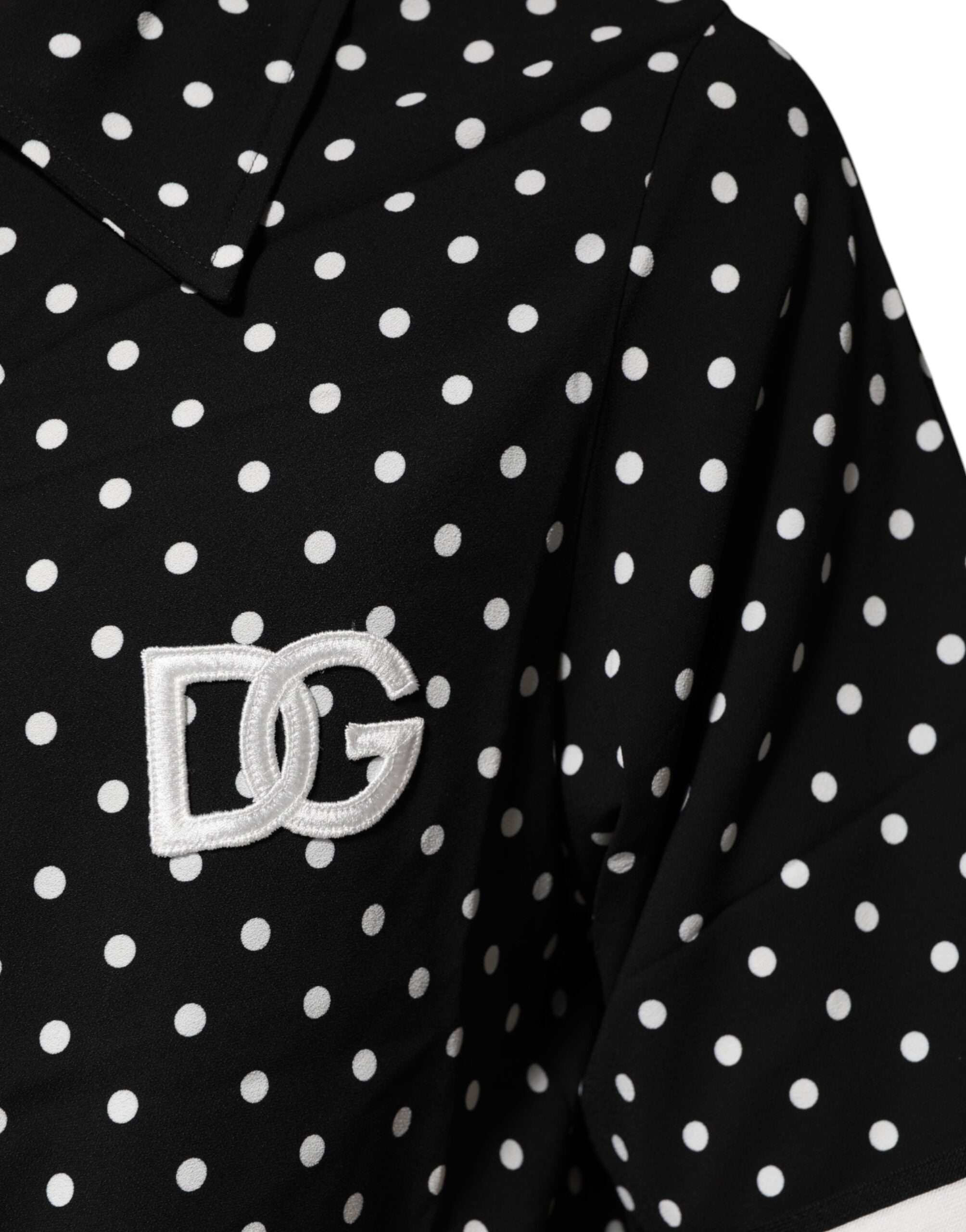 Dolce & Gabbana Black Polka-Dot Short-Sleeved Polo T-Shirt with Collar