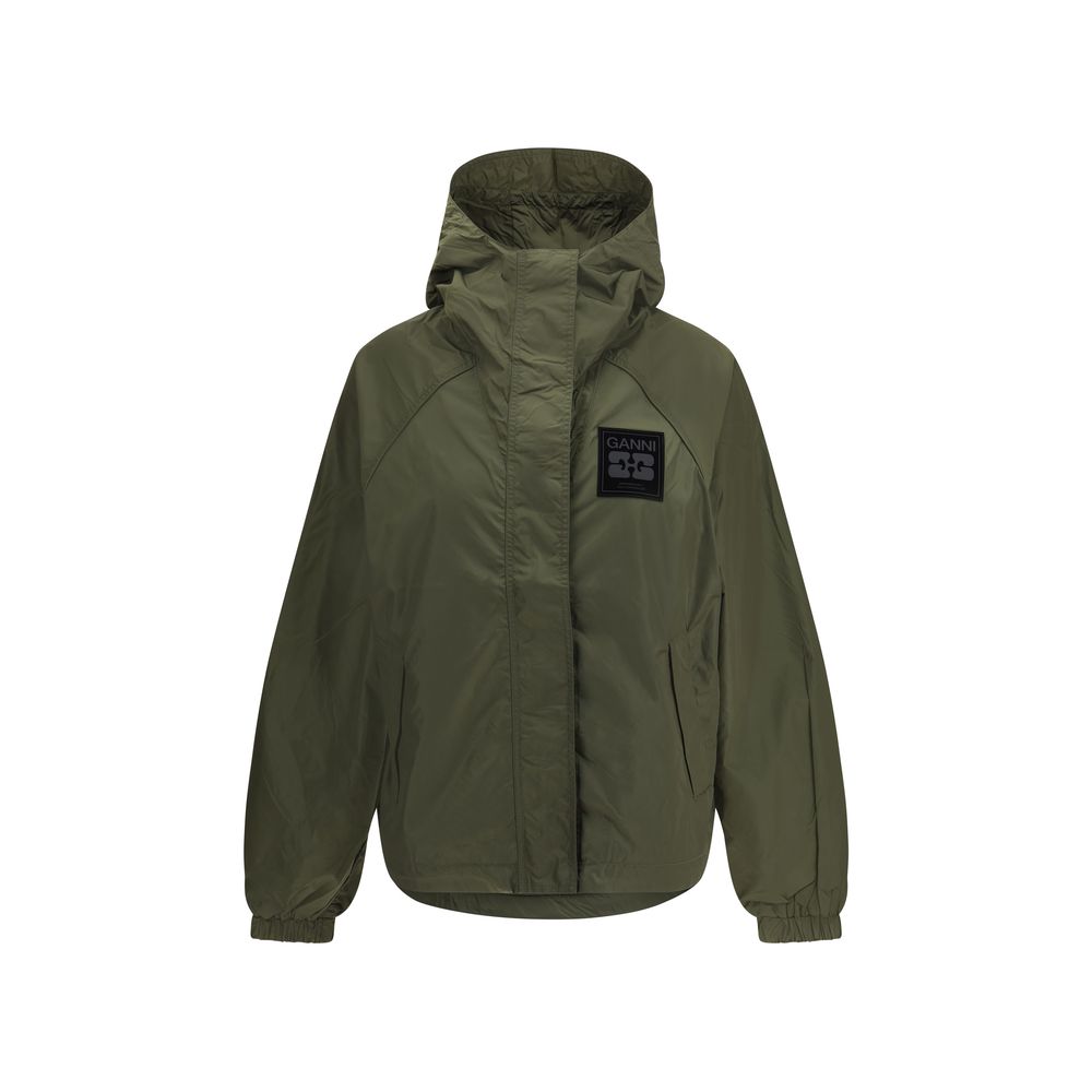 Ganni Grüne Nylon-Jacke
