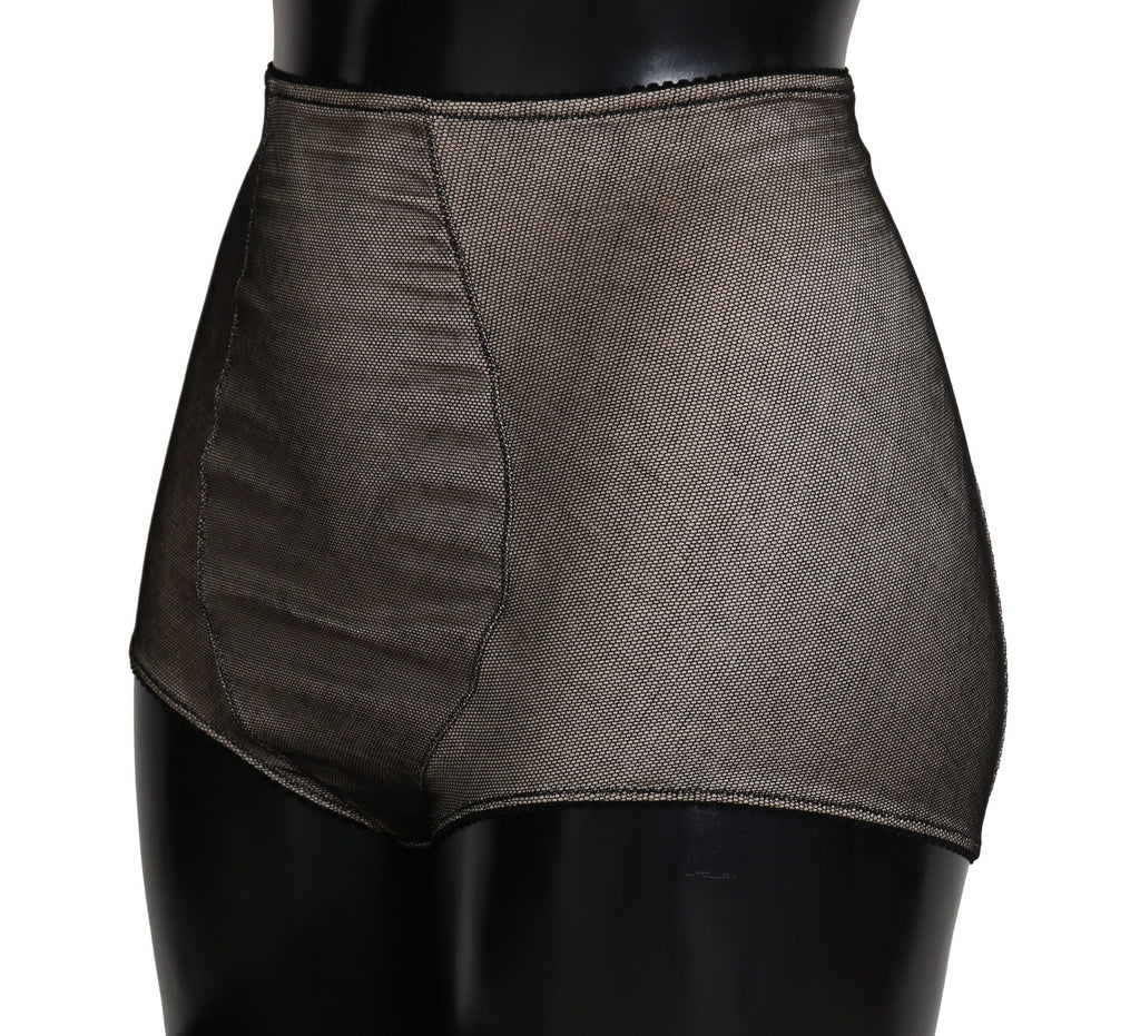 Dolce & Gabbana Unterhose Unterwäsche Beige mit schwarzem Netz