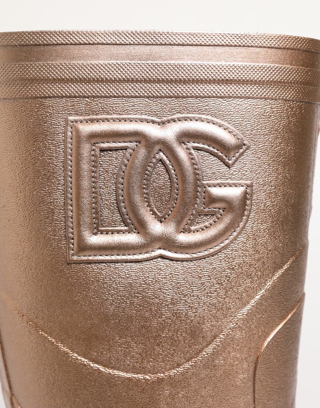 Dolce & Gabbana Rose Gold Gummi Pull On Regen Stiefel Schuhe