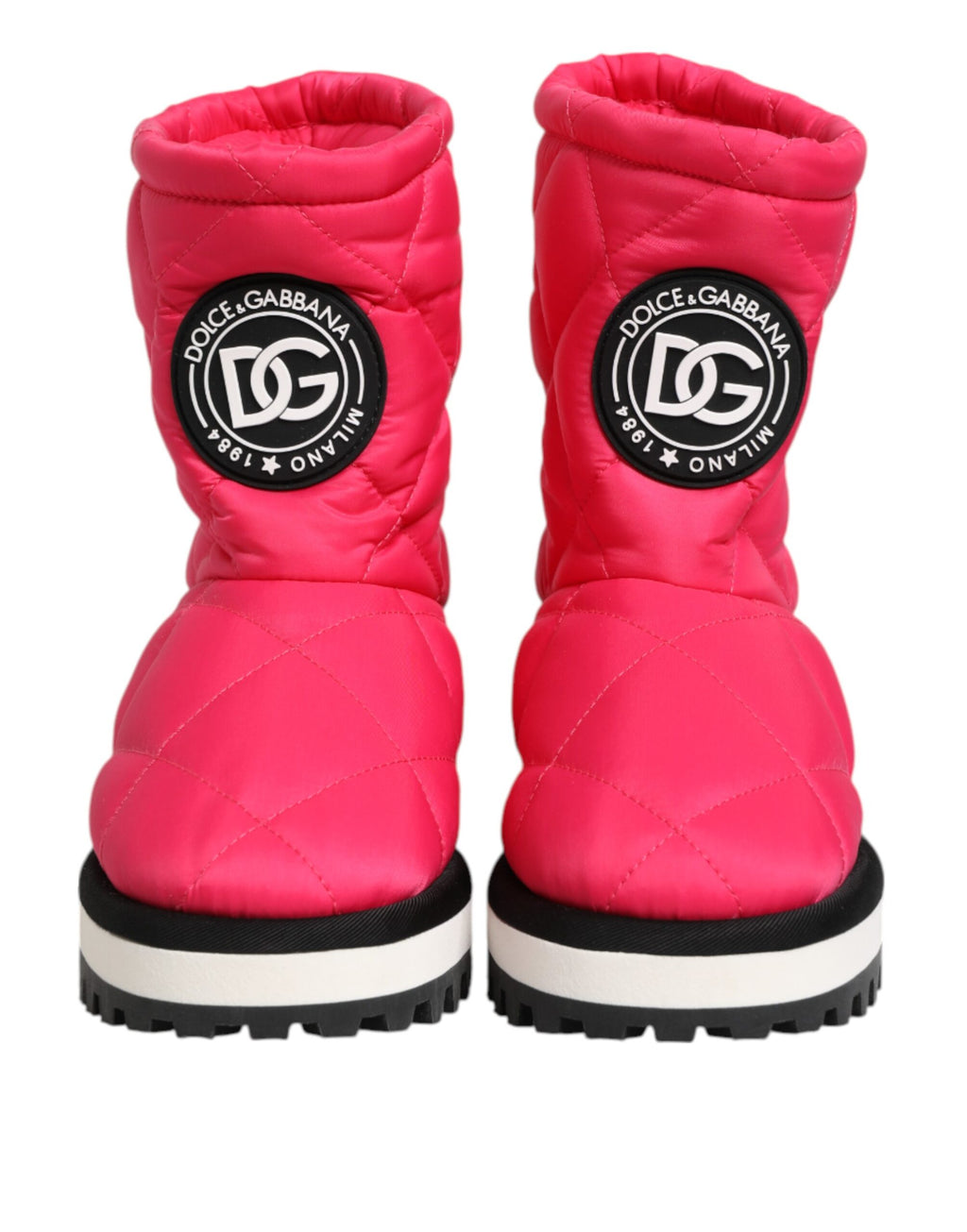 Dolce & Gabbana Pink White Viscose Padded Mid-Calf Boots Shoes