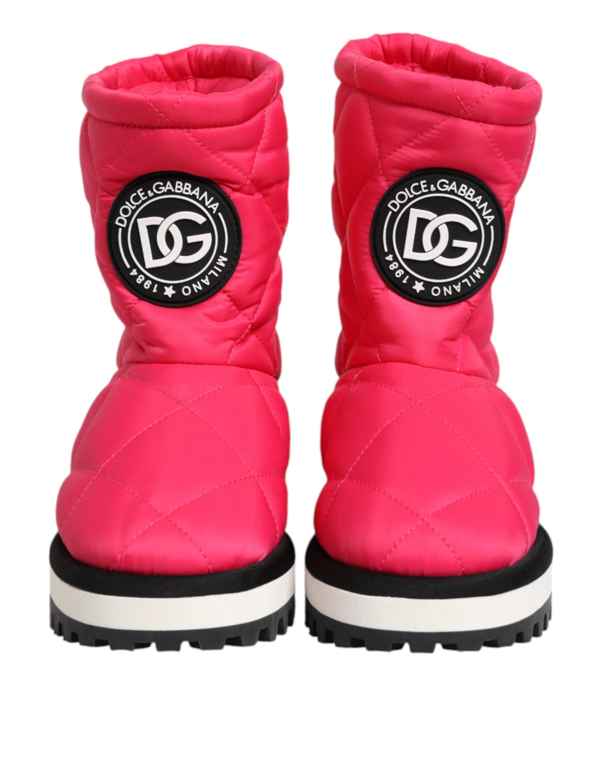 Dolce & Gabbana Pink White Viscose Padded Mid-Calf Boots Shoes