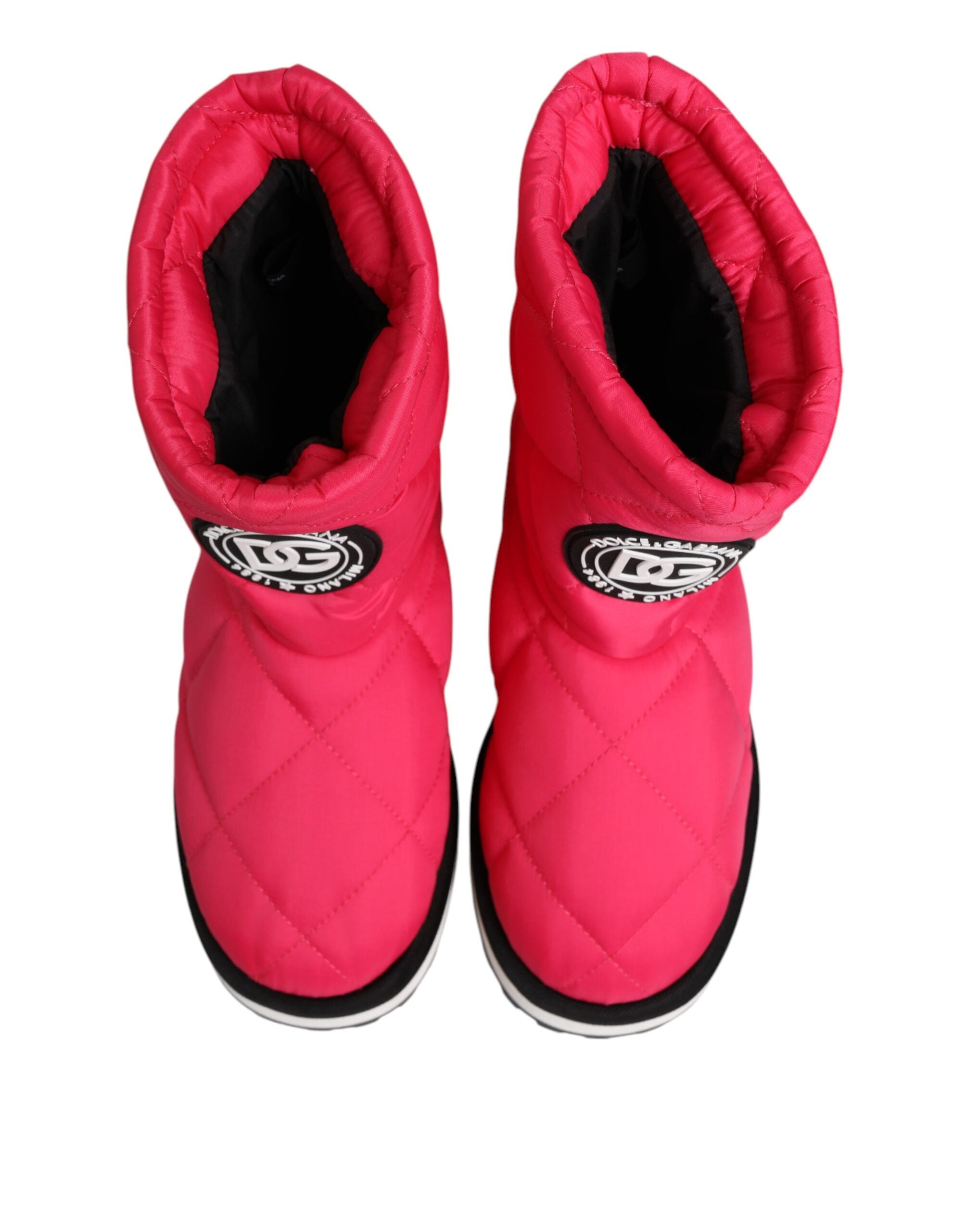 Dolce & Gabbana Pink White Viscose Padded Mid-Calf Boots Shoes