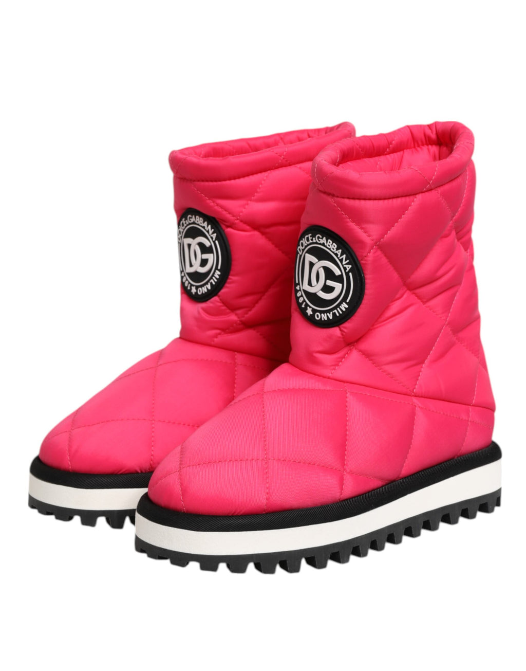 Dolce & Gabbana Pink White Viscose Padded Mid-Calf Boots Shoes