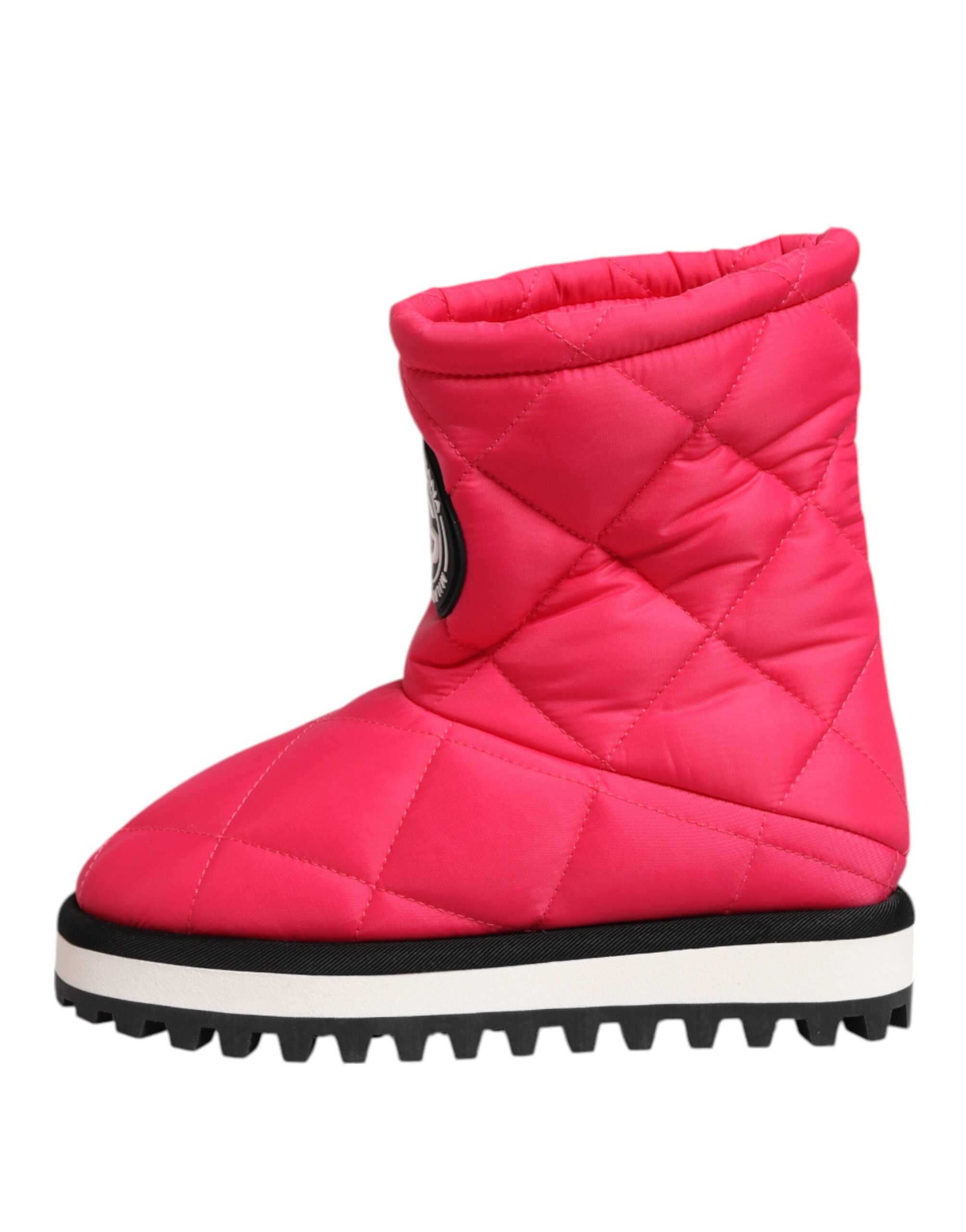 Dolce & Gabbana Pink White Viscose Padded Mid-Calf Boots Shoes