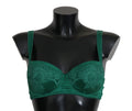 Dolce & Gabbana Green Silk Stretch Floral Lace Bra Lingerie