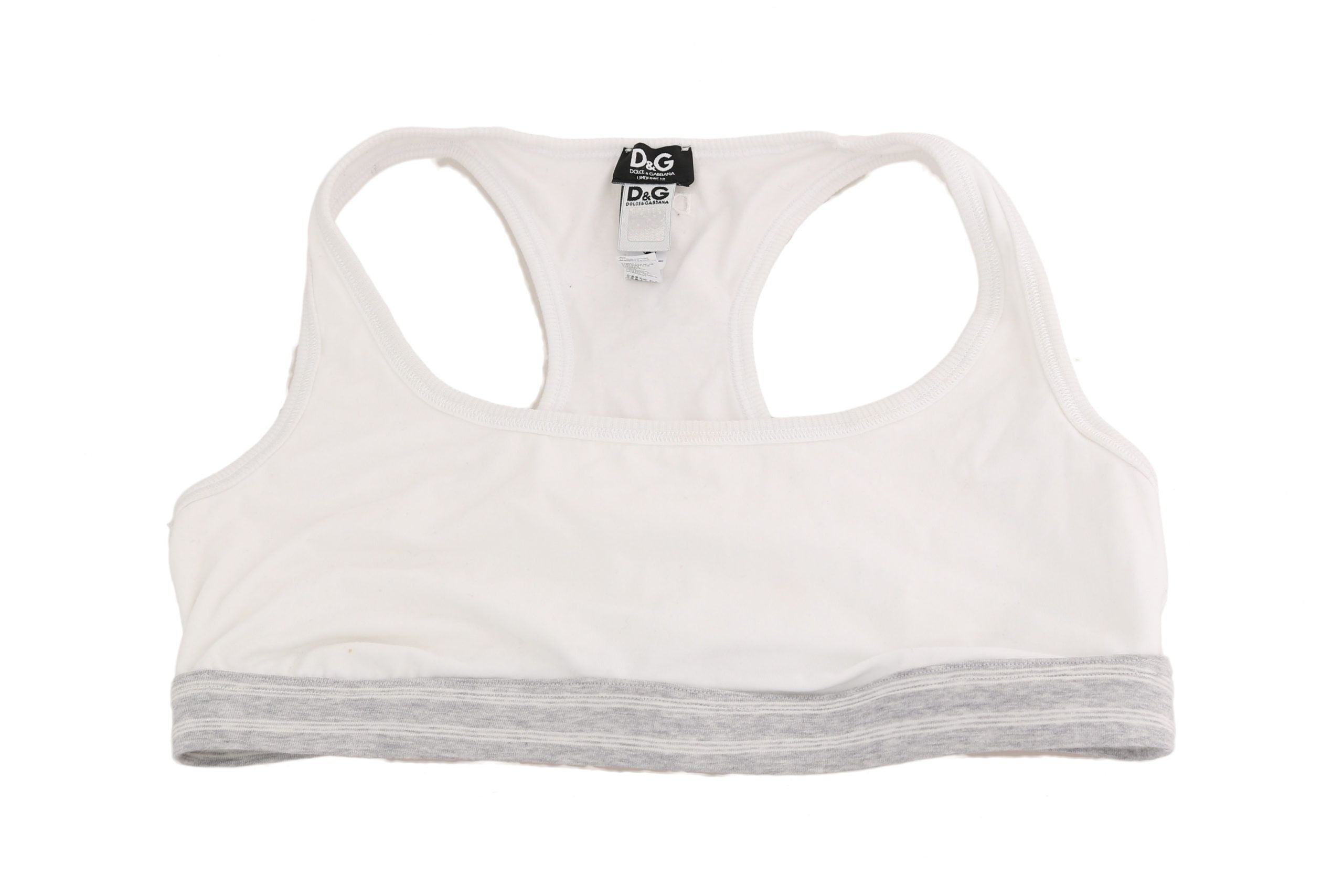 Dolce & Gabbana Weißer Baumwoll-Sport-Stretch-BH Unterwäsche