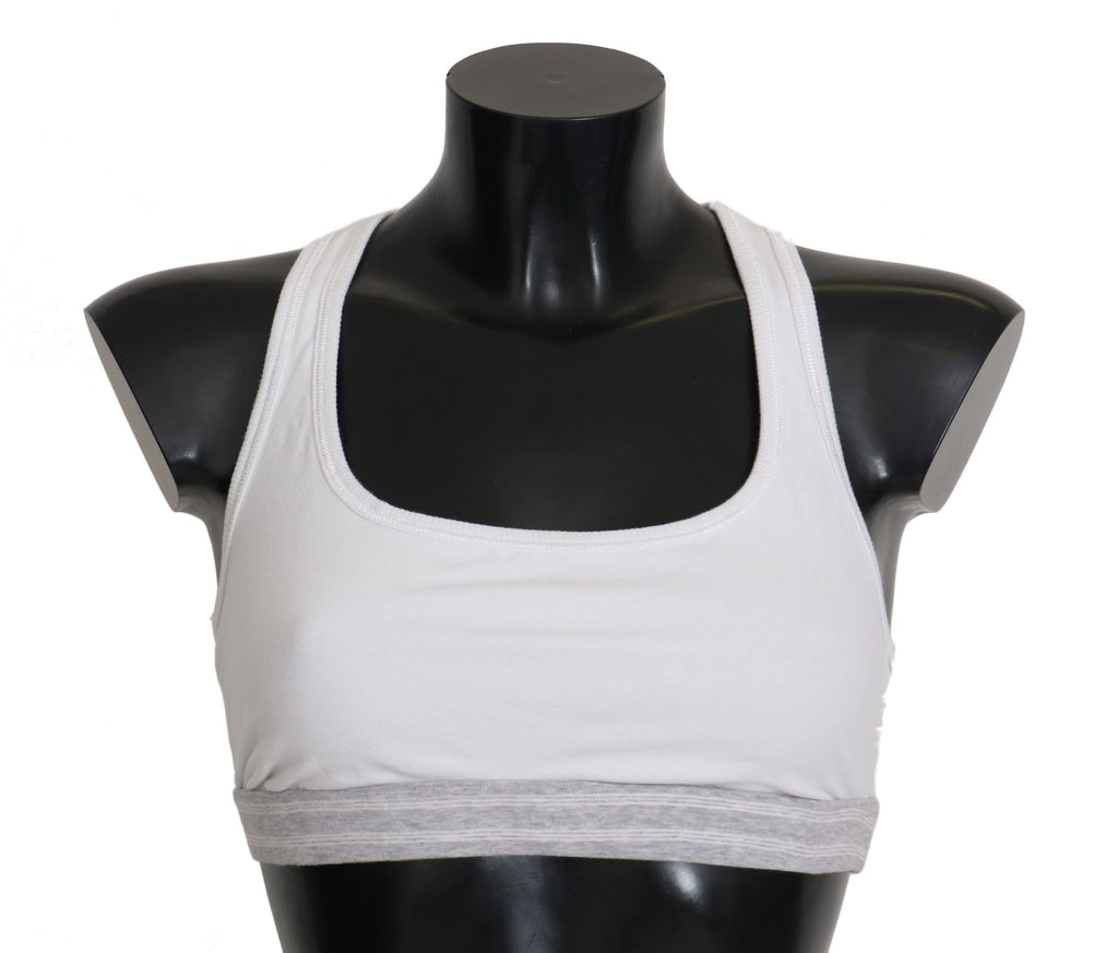 Dolce & Gabbana Weißer Baumwoll-Sport-Stretch-BH Unterwäsche