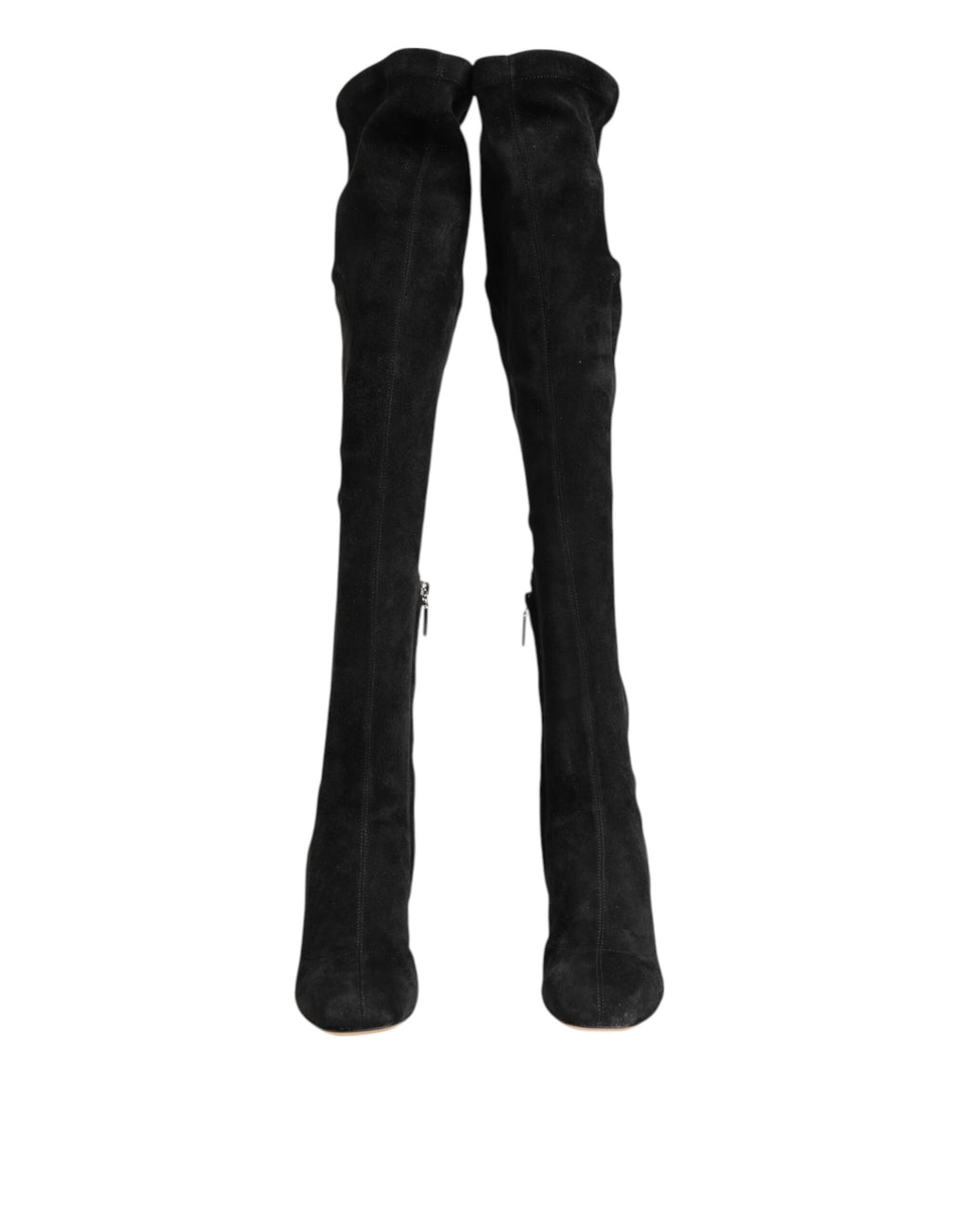Dolce & Gabbana Black Suede Knee-High Boots Shoes