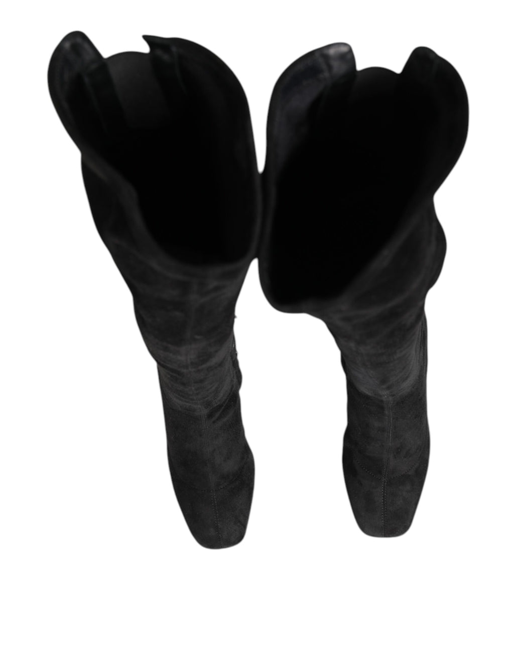 Dolce & Gabbana Black Suede Knee-High Boots Shoes