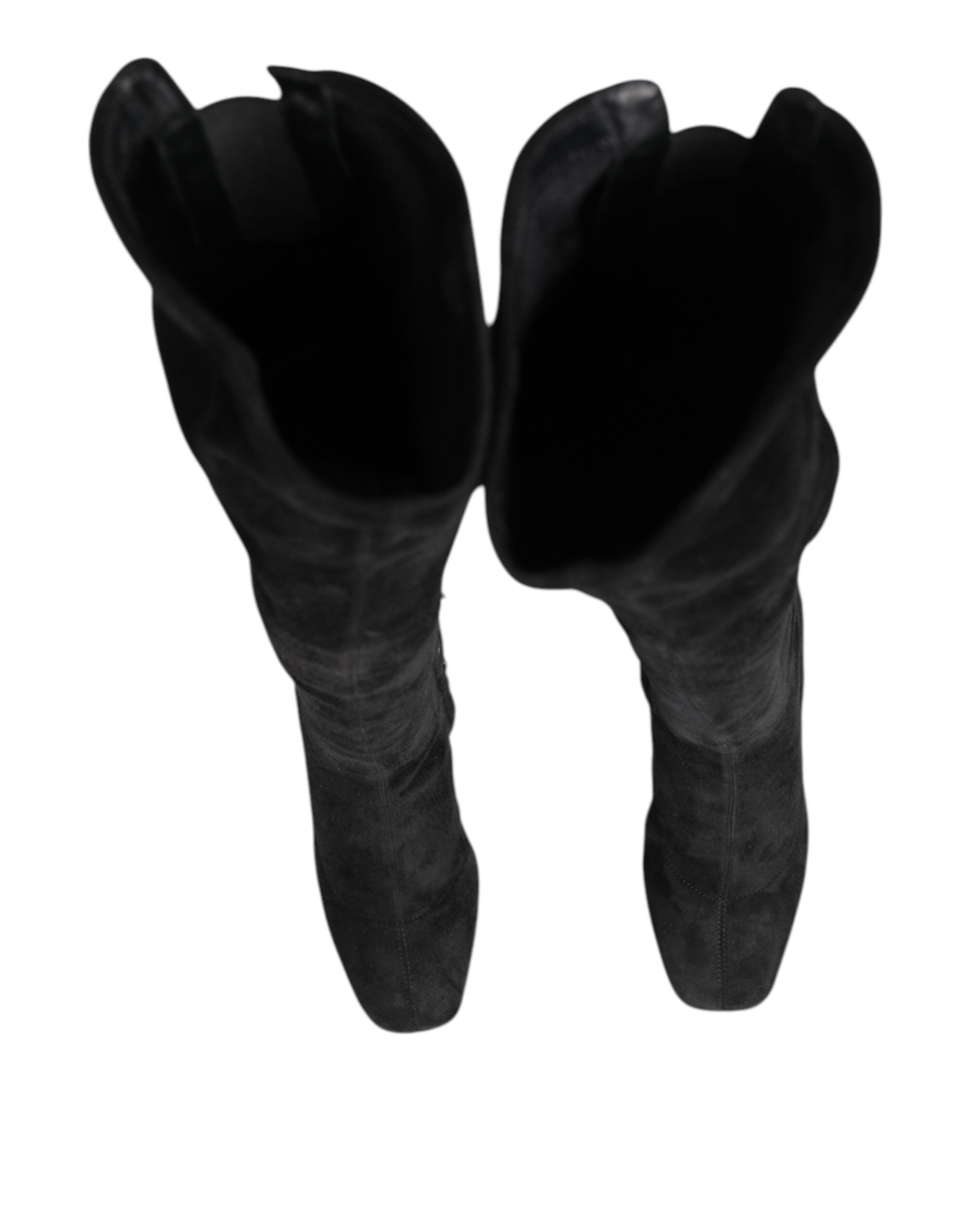 Dolce & Gabbana Black Suede Knee-High Boots Shoes