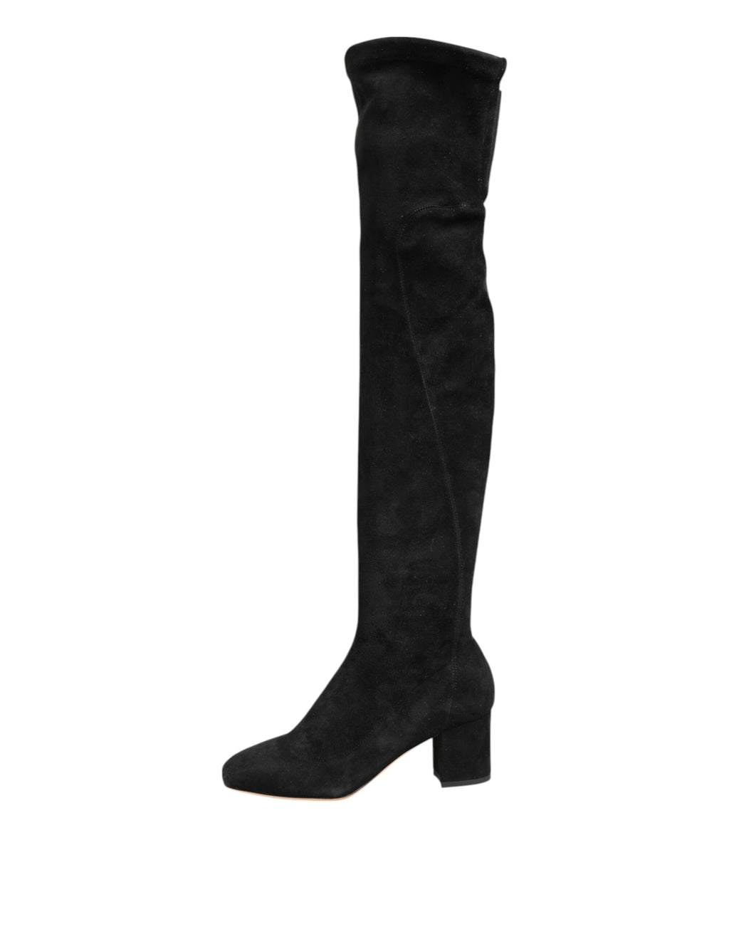 Dolce & Gabbana Black Suede Knee-High Boots Shoes