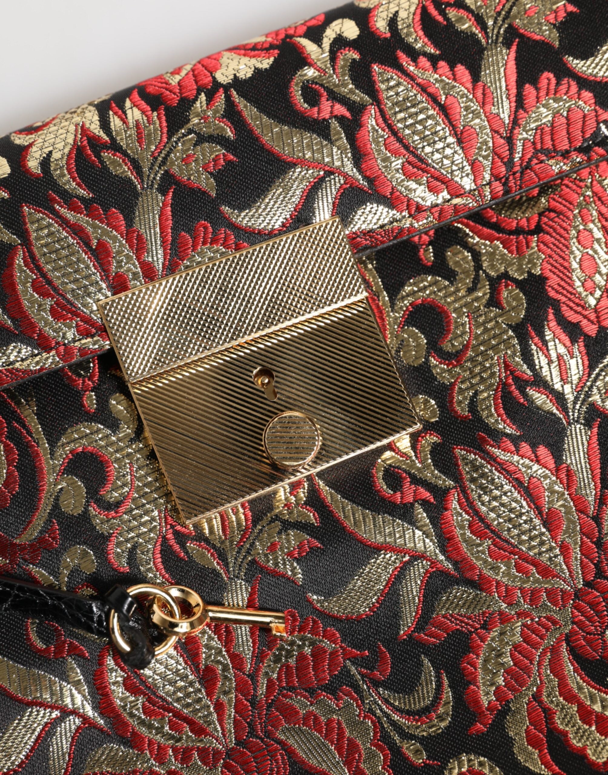Dolce & Gabbana Multicolor Jacquard Floral Dokument Aktentasche Tasche